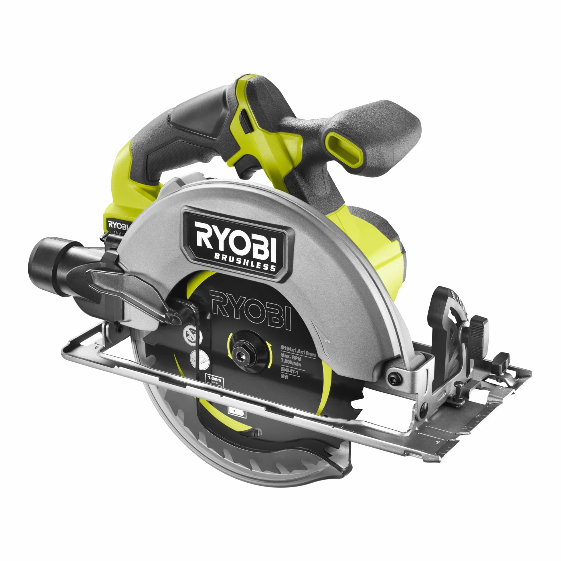 Ryobi RCS18BL-0 18V ONE+ - Sierra circular inalámbrica sin escobillas de 184 mm (herramienta desnuda)