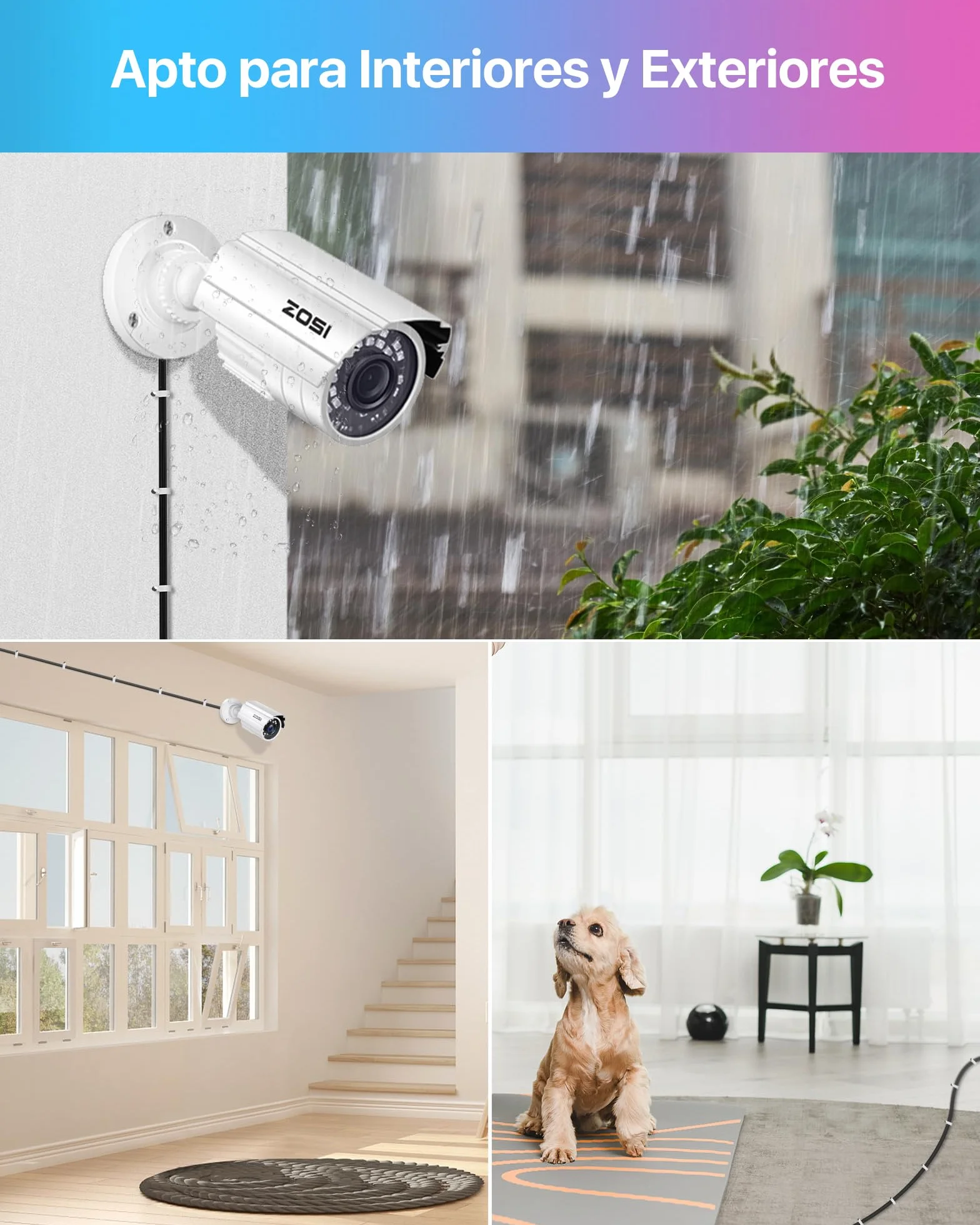 ZOSI Cable de BNC Video y Alimentación de 18,3 Metros para CCTV Kit de Cámara Seguridad Vigilancia DVR (1 Pack Negro)