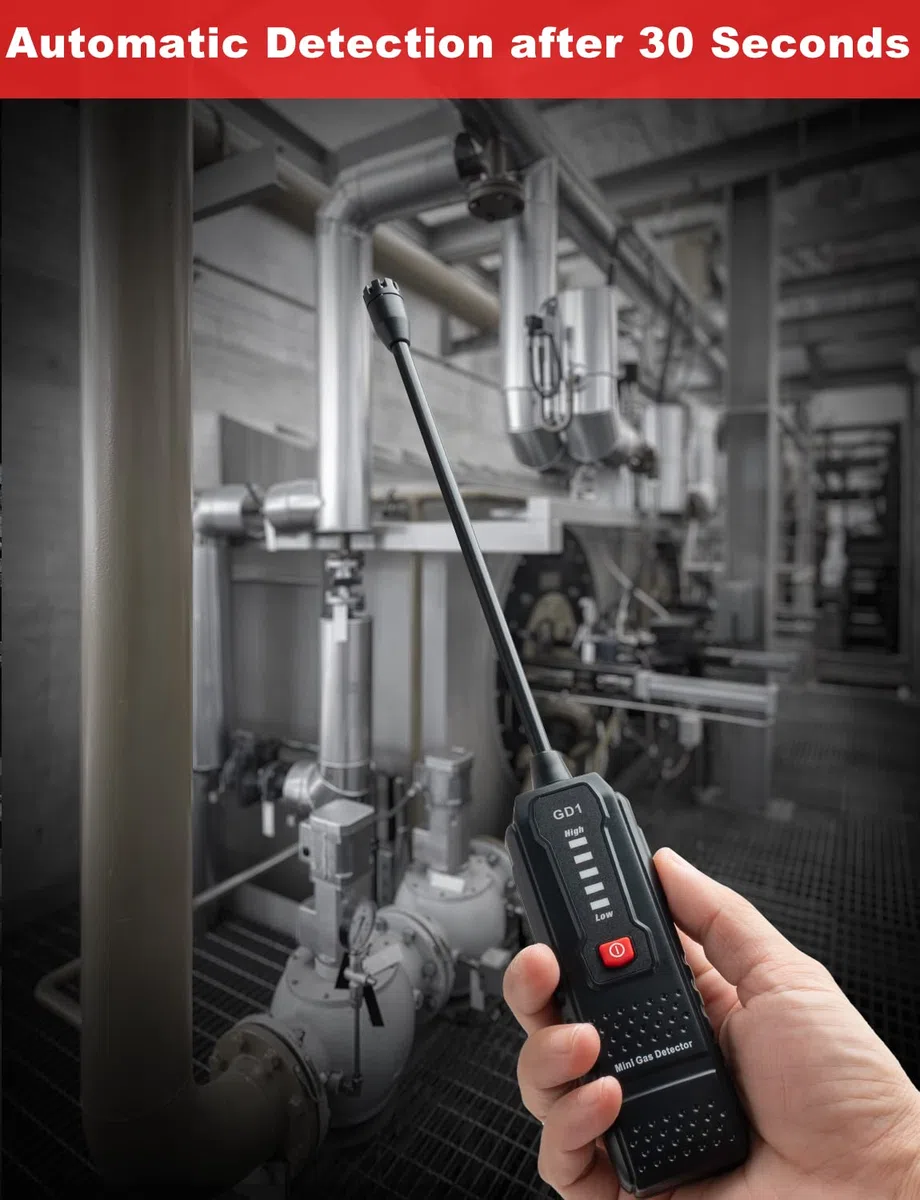 Detector de Fugas de Gas Natural, Detector Portátil para Gas Metano, Propano y Butano con Alarma Audible