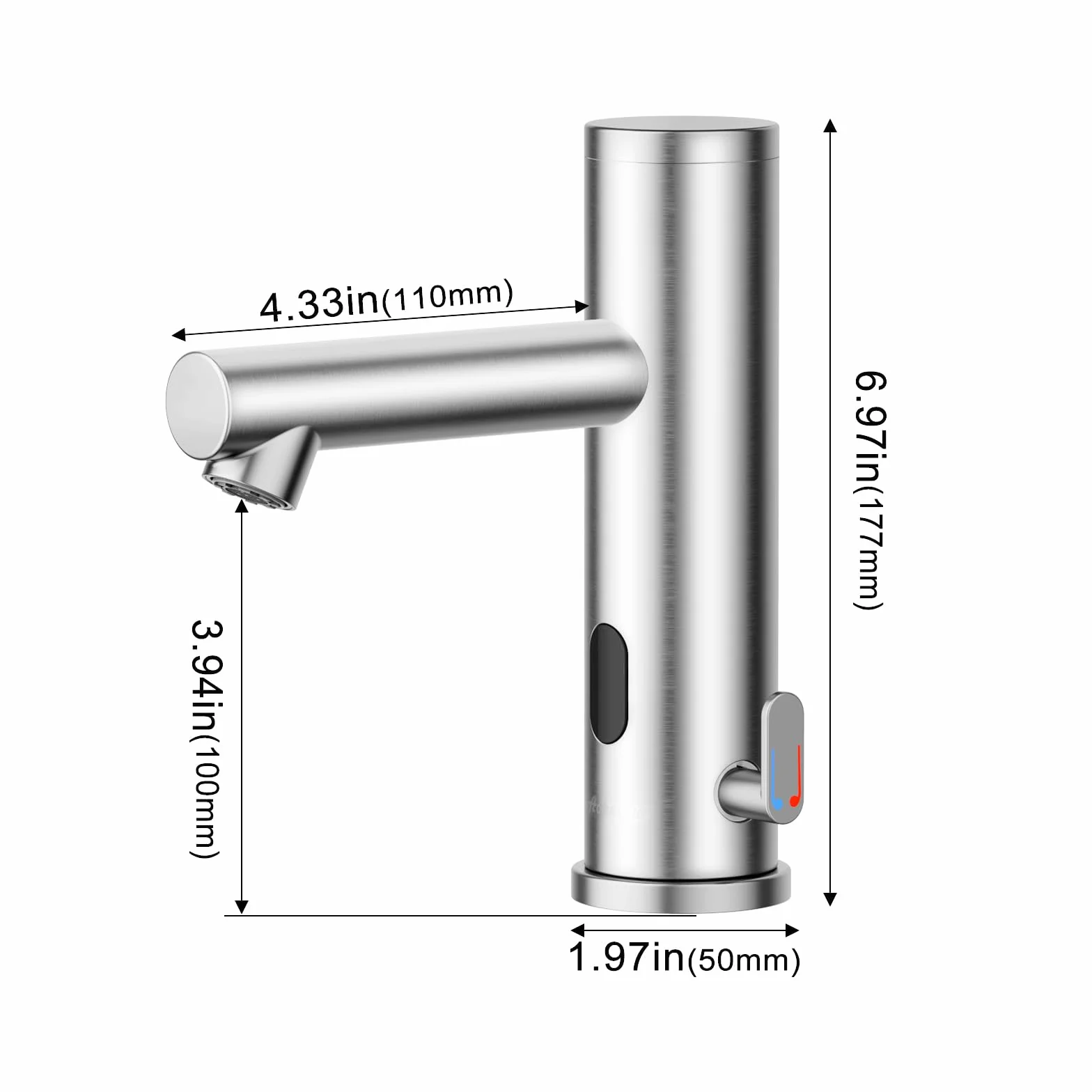 Achelous Grifo de lavabo automático Touchless de acero inoxidable, grifo de lavabo con sensor infrarrojo manos libres con control de temperatura