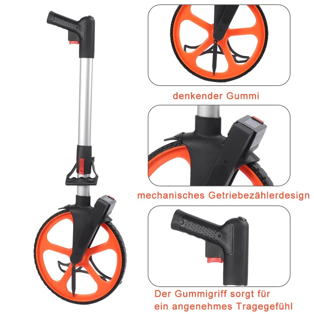 Cocoarm - Medidor plegable de precisión de 0-9999,9 m, rueda de medición, medidor de distancias