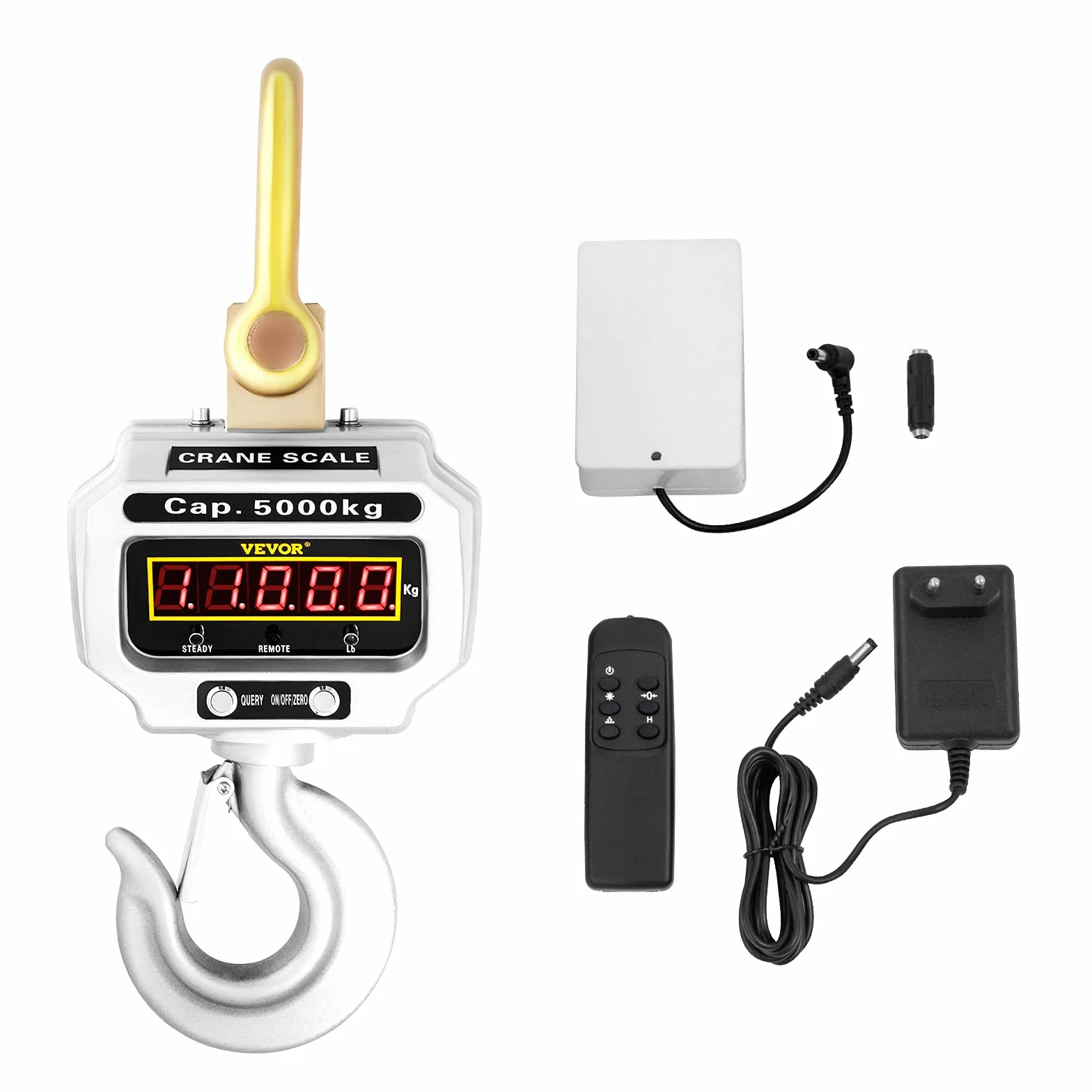 BananaB Báscula de Grúa, 5000KG Escala de Grúa Digital, 220V Báscula Digital Balanza de Pesaje Electrónica para Caza, Granja y Construcción