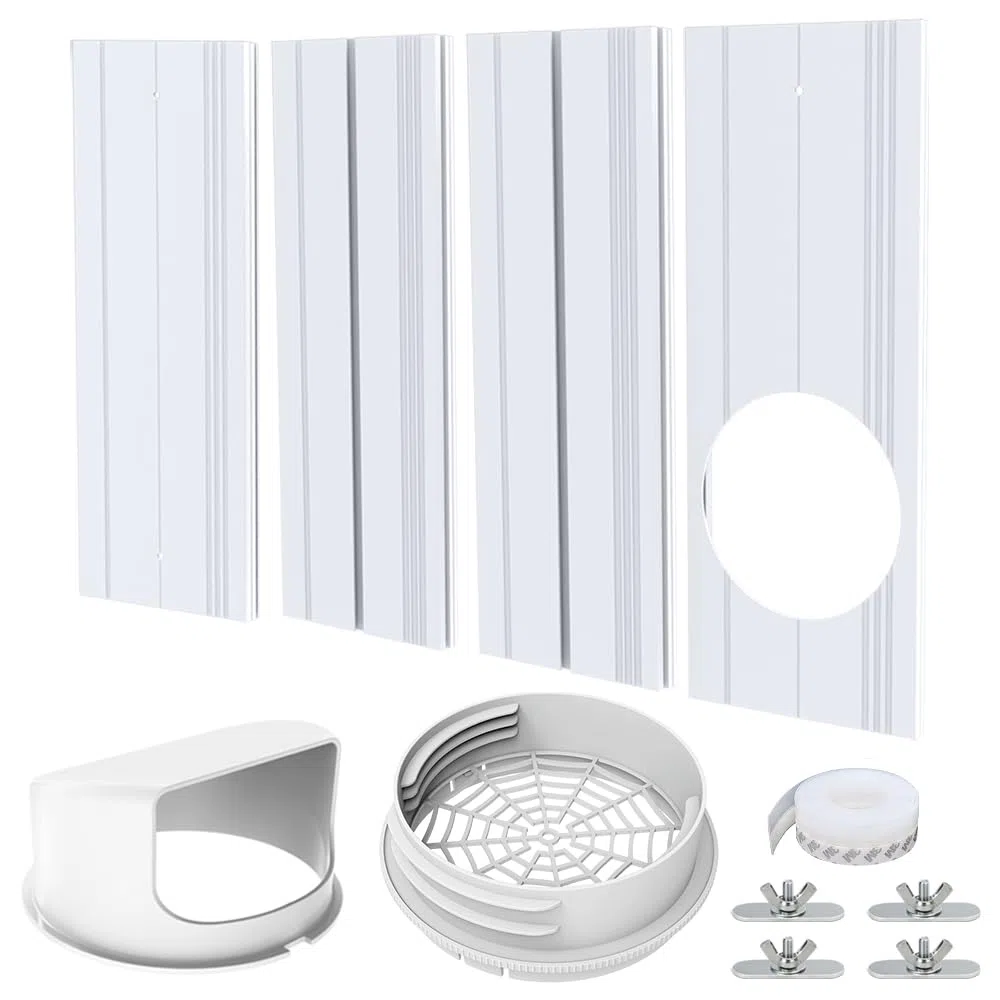 Kit de Sellado de respiradero de Ventana de Aire Acondicionado - para Manguera de Escape de 13 cm y 15 cm, para Ventana Vertical y Horizontal de 43-140 cm - sin Manguera