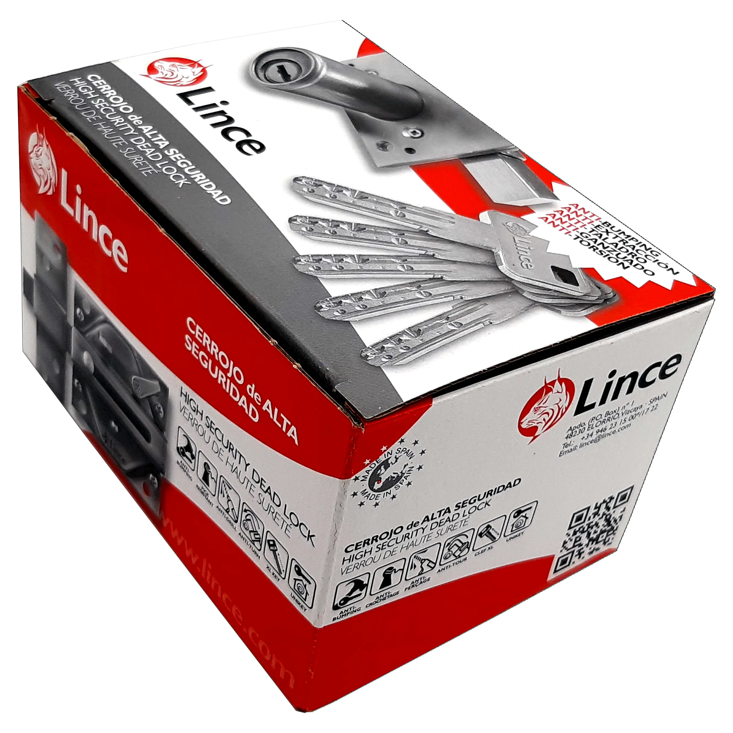 Lince Cerrojo 7930RHL I Cerrojo reforzado en color oro 74x85mm I I ALTA Seguridad garantizada en tu vivienda I Protección anti impresión, antibumping, antiganzúa.