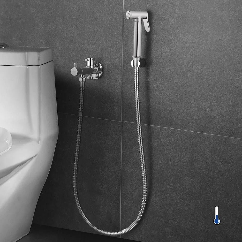 Kibath 414151 higiene íntima con instalación sin Obra sustituto del Bidet. Grifo para WC. Sólo Agua fría, Cromo Brillo