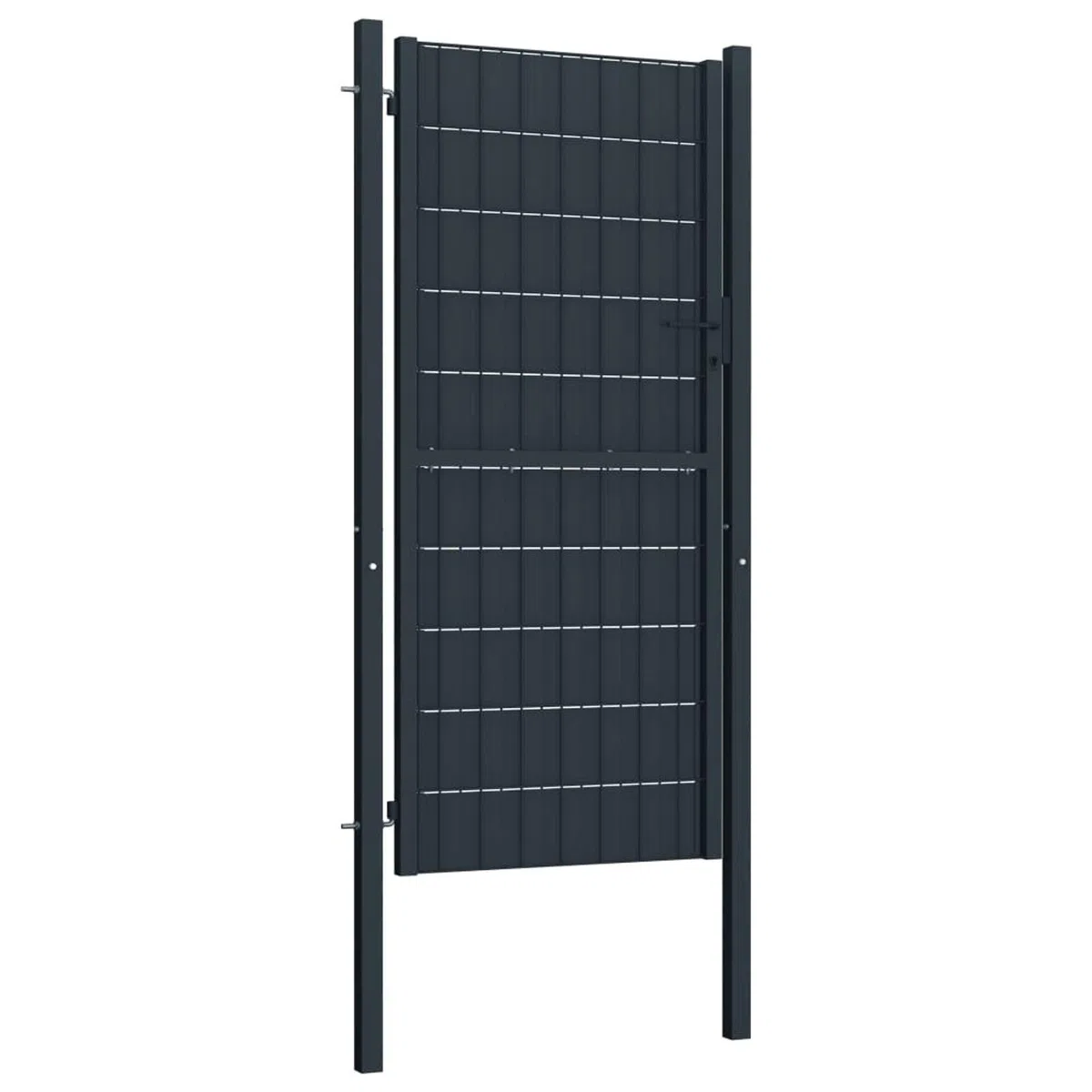 Puerta para valla de PVC y acero 100 x 124 cm antracita, puerta para valla de exterior, puerta para jardín, puerta de valla peatonal, barrera para muebles Cortilev