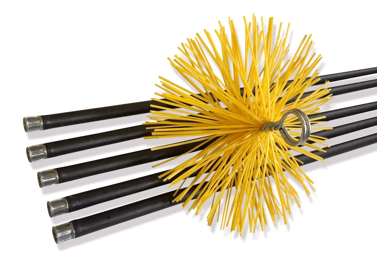 Kit de Limpieza para conductos revestidos | Cepillo sintético | 7 Metros con 5 Varillas de 1,40 m | Diámetro 200 mm | Chimeneas | Kibros 4KIT3SRb