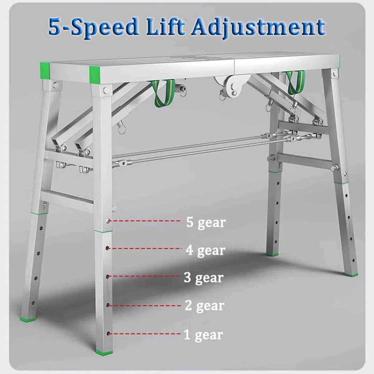 Plataforma de trabajo ajustable, andamio plegable portátil | Clasificado hasta 400 kg | Escalera y plataforma multiusos | 40 cm de ancho | Accesorio de andamio