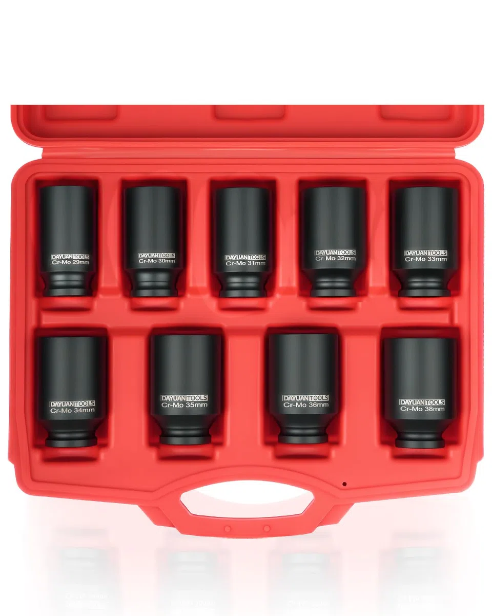 Juego de 9 tuercas de eje de impacto de 1/2 pulgada 29 30 31 32 33 34 35 36 38 mm