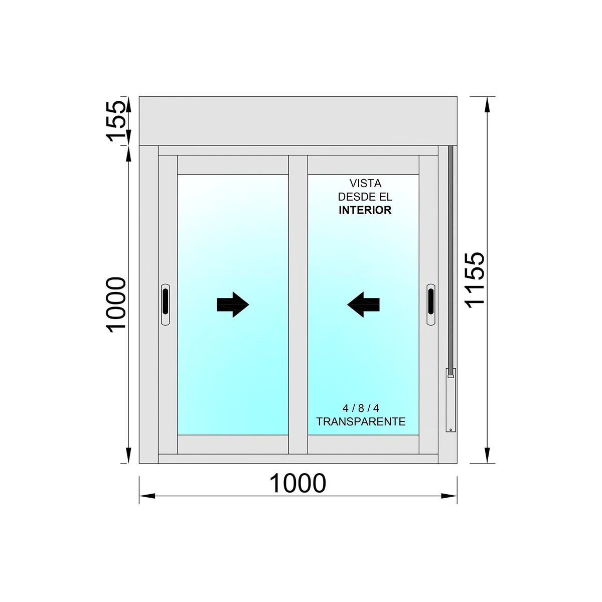 Ventanastock Ventana Aluminio 1000x1155 Corredera Con Persiana de PVC 2 hojas con Mosquitera