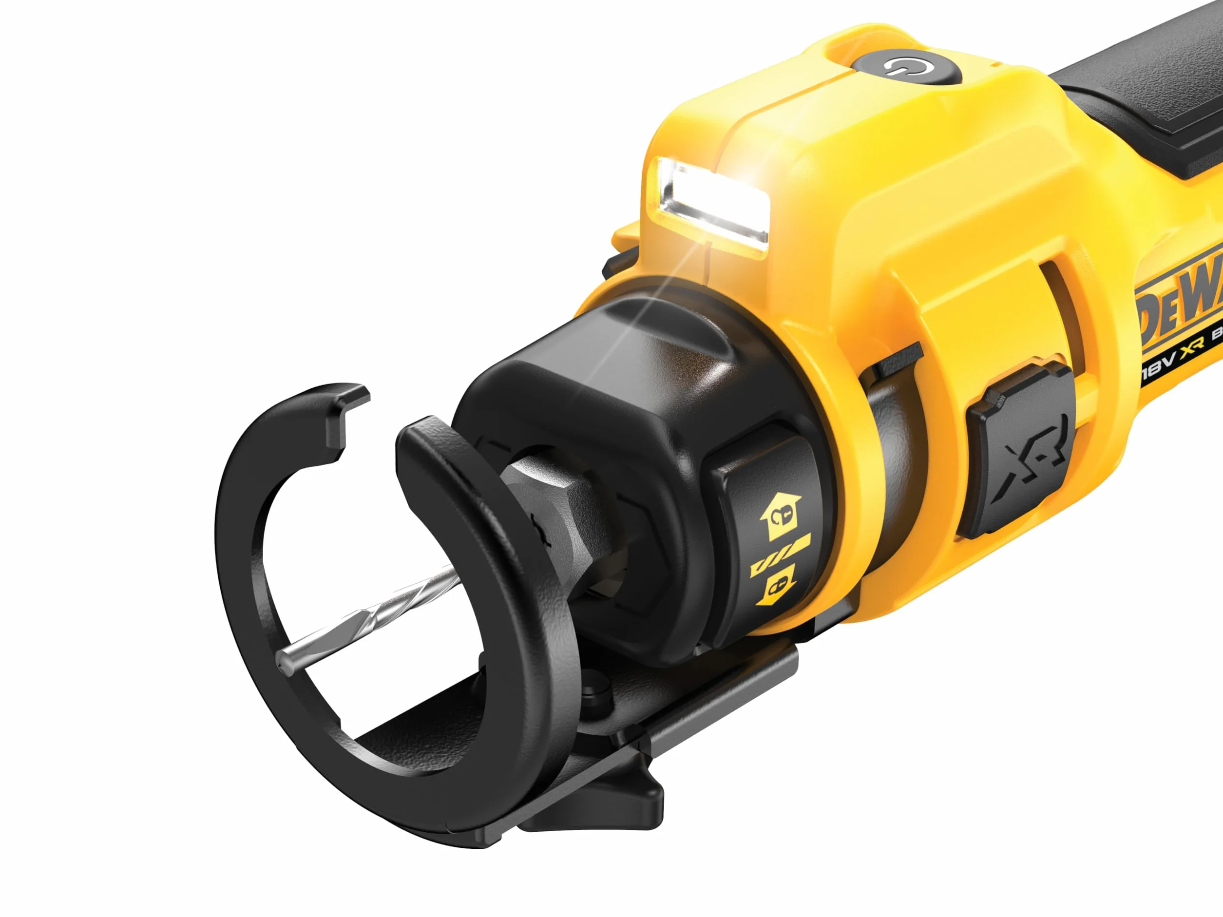 DEWALT DCE555N-XJ XR 18V Sierra de Corte, sin Escobillas para Panel Yeso, 26.000 RPM, Luz LED, Incluye Pinzas 3.2 mm y 6.4 mm