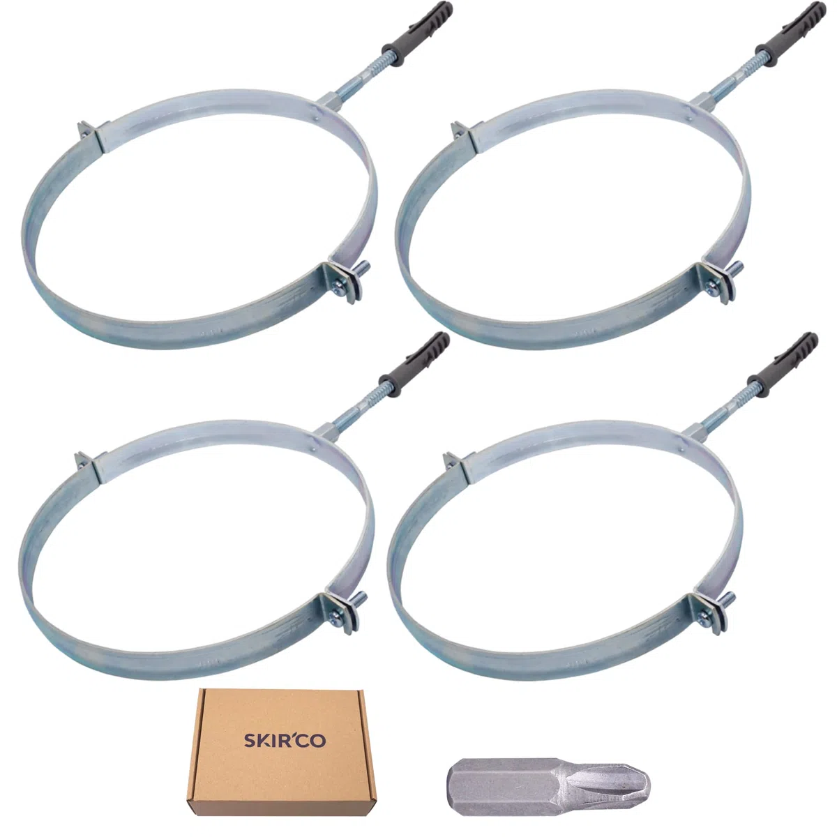 SKIR'CO (4 piezas) Soportes de tubería para tubos de 200 mm, soportes de tubería para montaje en pared y techo, abrazaderas de tubería