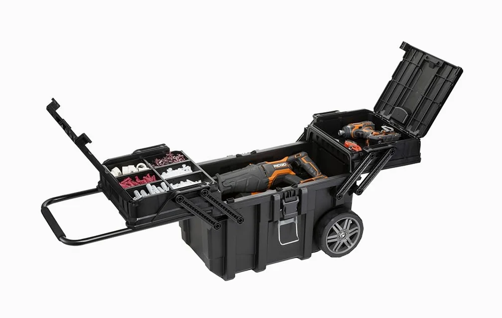 Keter- Caja de Herramientas con ruedas; Carro horizontal; 64,6 x 37,3 x 41 cm, Color Negro