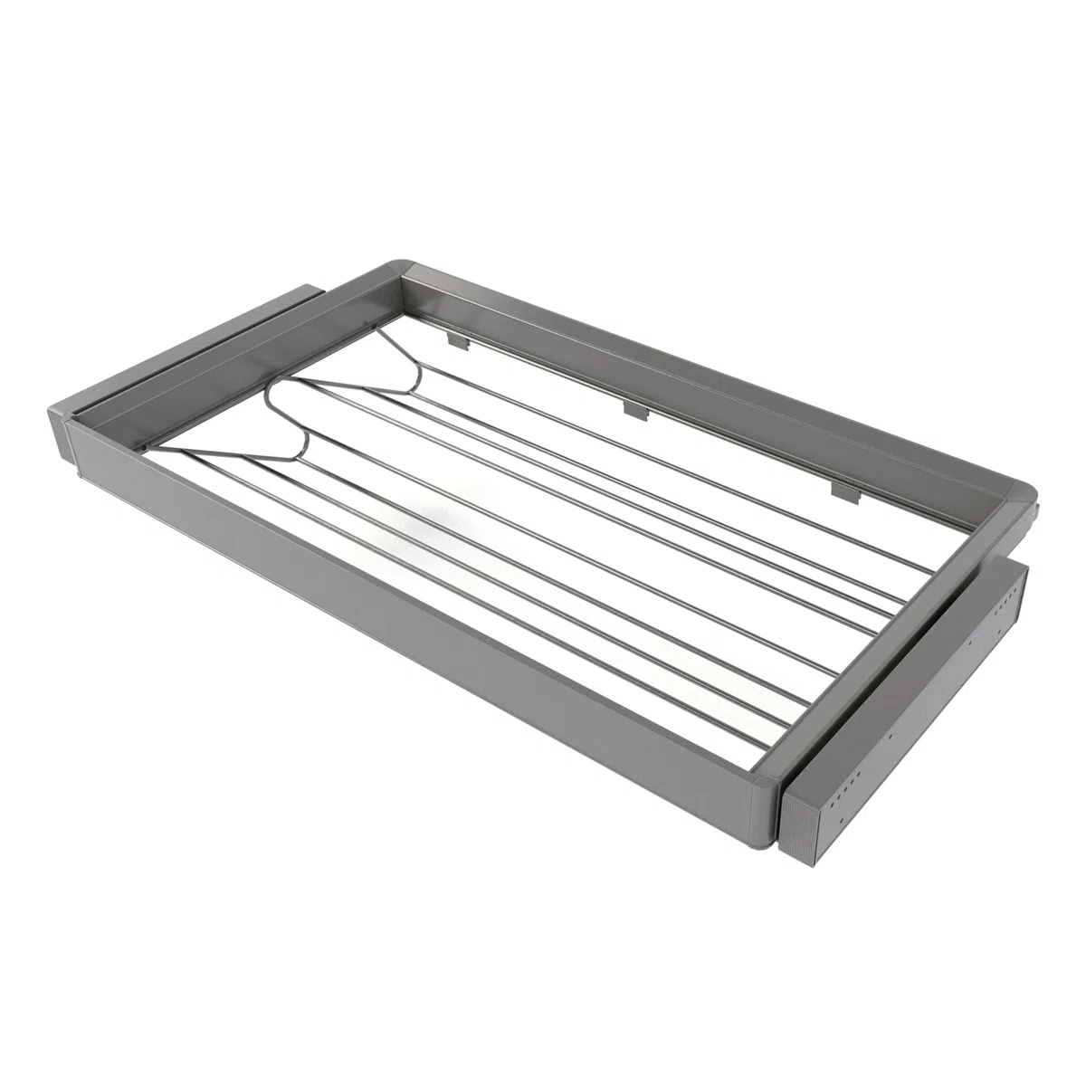 Emuca - Kit de cajón zapatero y bastidor regulable Quartz para armarios, guías de cierre suave y extracción total, Módulo 90cm, Acabado Titanio