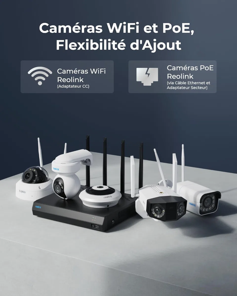 Reolink NVR WiFi 6 4K de 12 Canales con HDD de 2TB, grabación 24/7, H.265, Acceso por App y Compatible con cámaras (Excepto cámaras 4G con batería). RLN12W Negro (Reacondicionado)