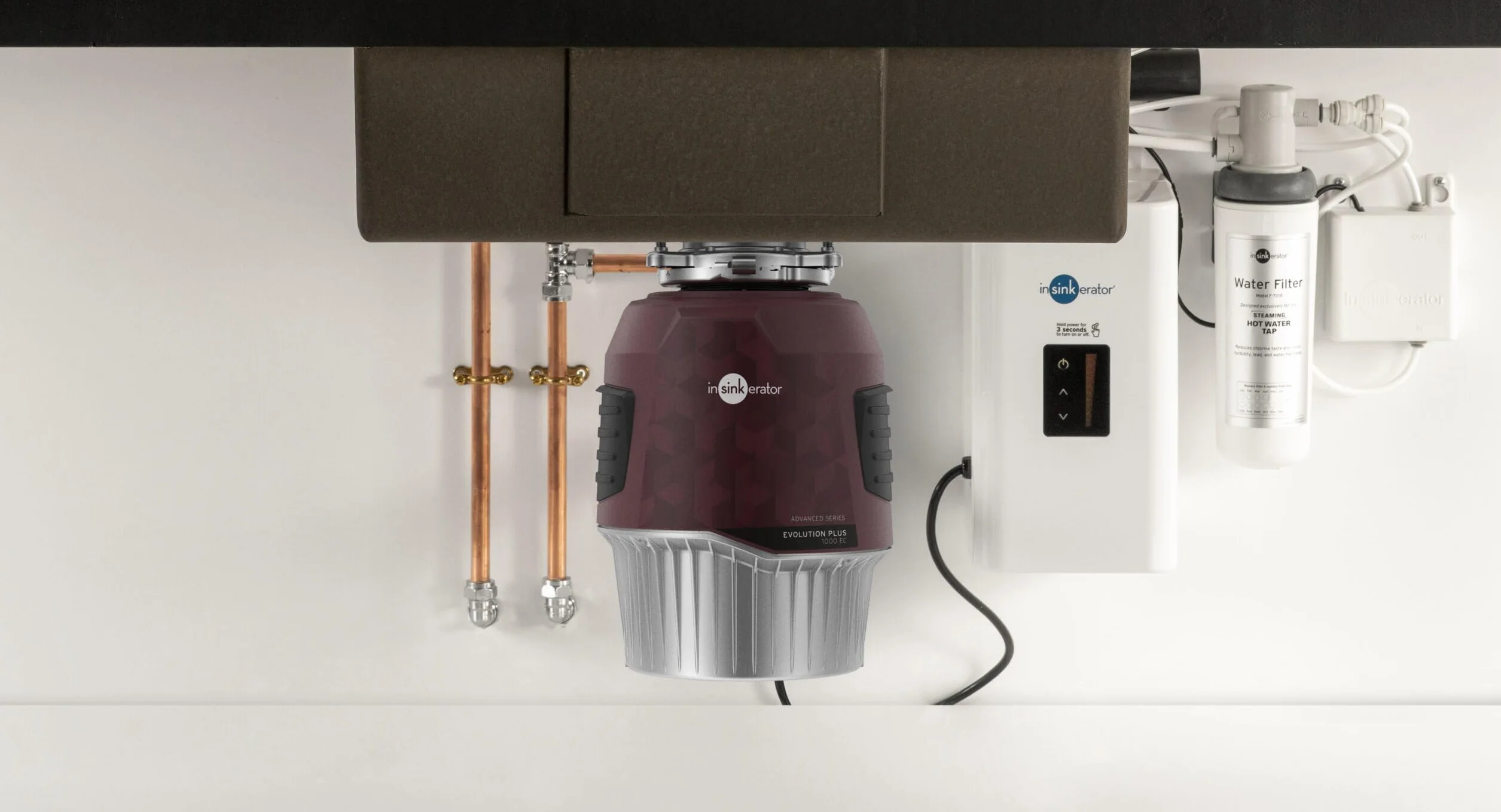 Insinkerator Evolution Plus 1000 EC - Trituradora de residuos de cocina, motor de inducción, 1 CV, interruptor de aire