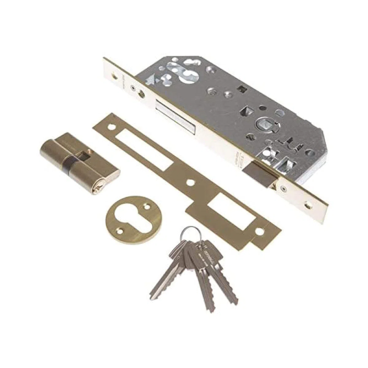 TESA 203050HL Cerradura De Embutir Para Puertas De Madera Con Cilindro Latonado Entrada 50 mm, Frente Cuadrado 2030