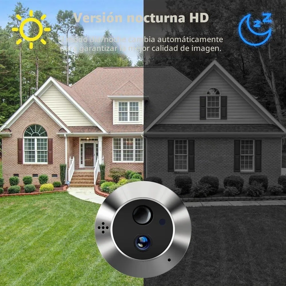 DA2 Audio Bidireccional, Cámara de Vigilancia de Puerta 3MP Inalámbrica con Tarjeta de 32 GB, con Pantalla de 4,3 Pulgadas, Wi-Fi de 2,4GHz, Detección de Movimiento, Batería de 5000mAh, Ángulo