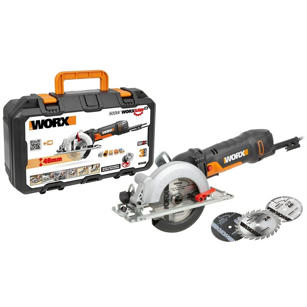 WORX Sierra circular WORXSaw XL 500W | WX439 | Disco de 1200mm | Sistema de aspiración integrado | Rápido ajuste de profundidad | Cambio de disco sencillo | Para todo tipo de materiales