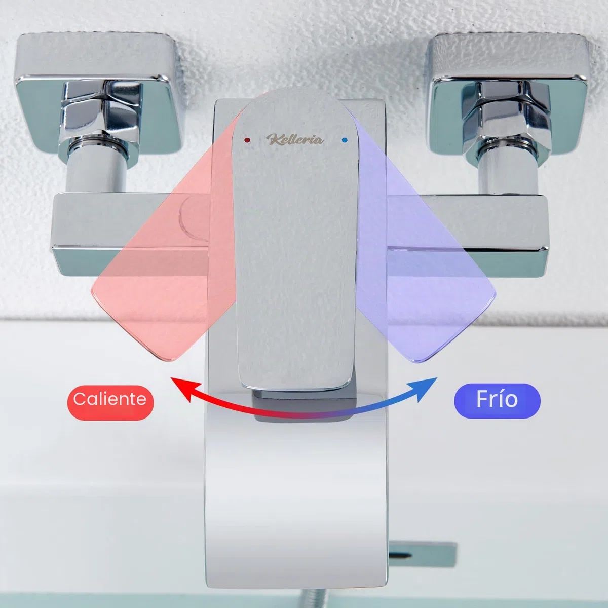 Grifo de Bañera - Diseño de Cascada, Grifo Mural de Latón con Interruptor de Presión para Bañera y Ducha, Mezclador Monomando, Fácil de Instalar, Incluye Accesorios, Cromo