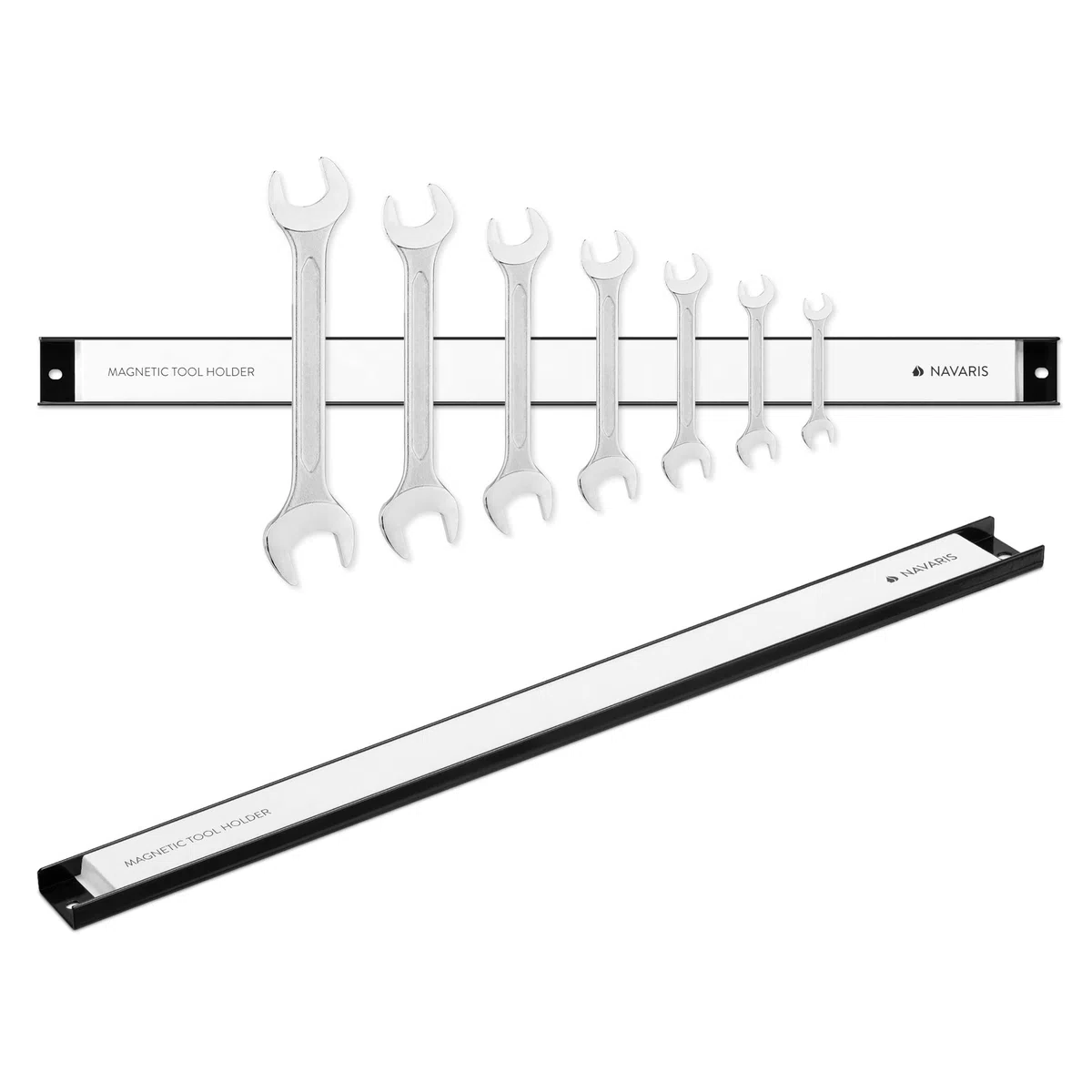 Navaris Barras magnéticas para herramientas - Set 2x panel magnético de pared portaherramientas - Soporte organizador de mesa de trabajo - 4 x 61 CM