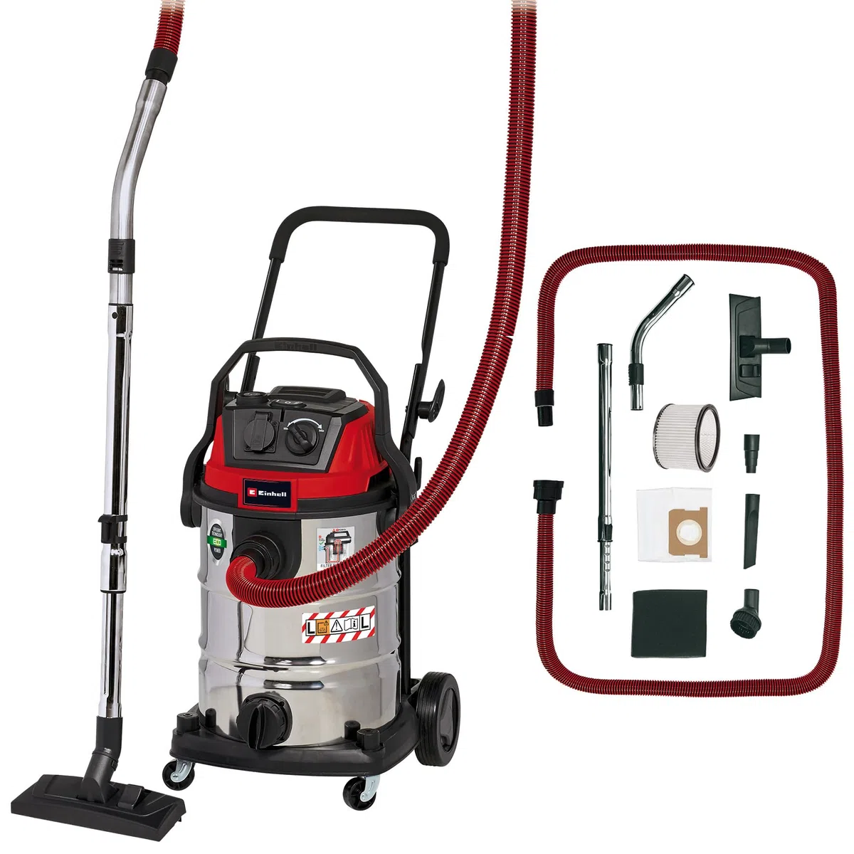Einhell Aspirador en seco y húmedo TE-VC 2230 SACL (1400 W, 220 mbar, Filtro de Pliegues HEPA Incl. Sistema de Limpieza de Filtro, 30 l, Clase de protección Frente al Polvo L, Enchufe automático)