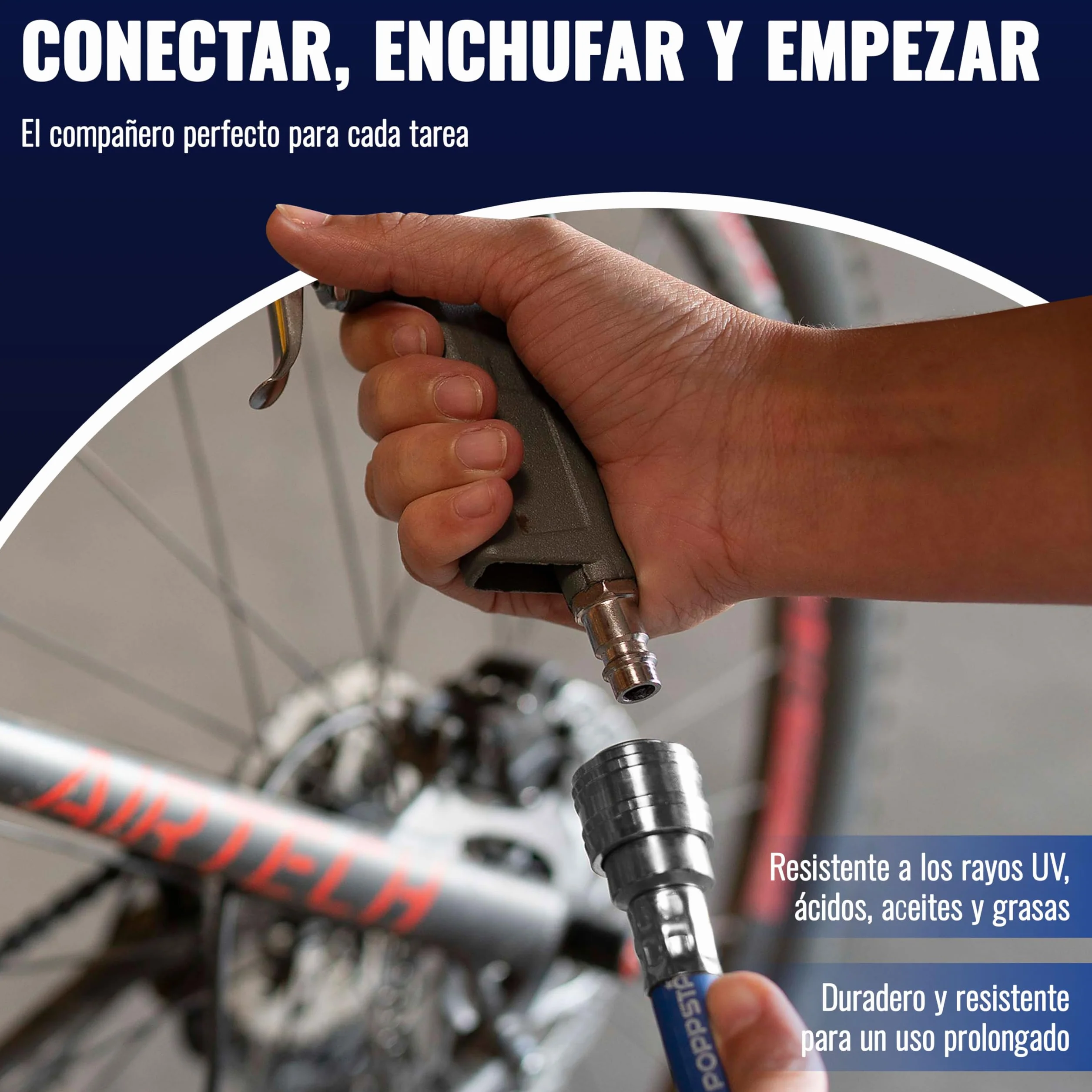 Poppstar Manguera para aire comprimido 15m PVC híbrido 9,2mm 20 bar azul