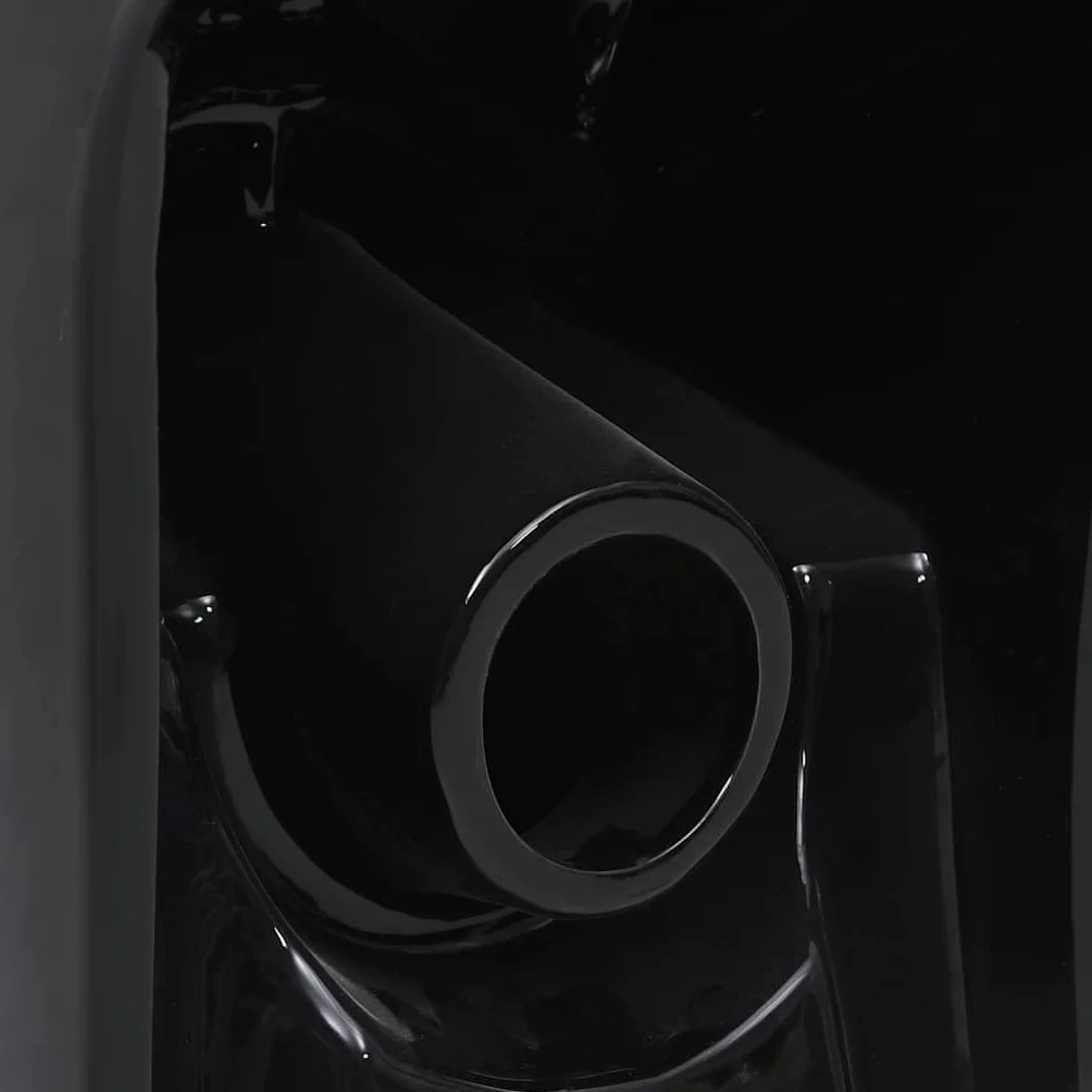 vidaXL Inodoro Cuadrado Cerámica Negro de Calidad Baño Tapa Asiento y Cisterna