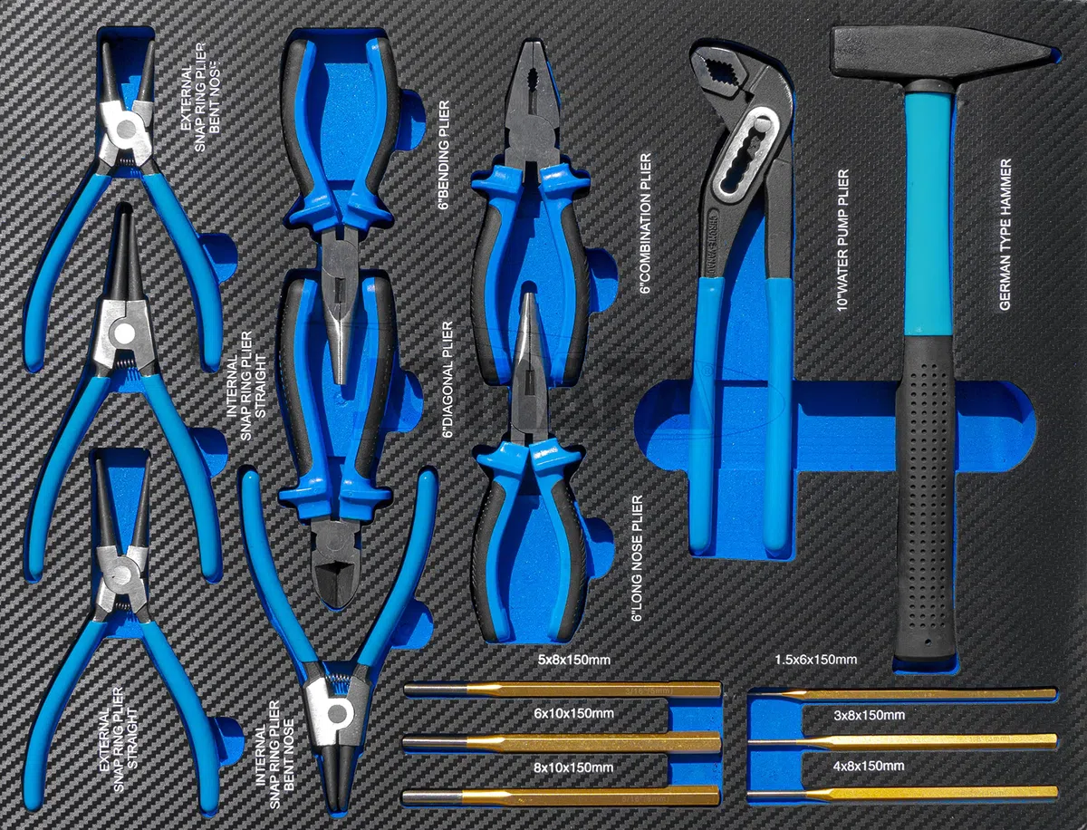 EDICIÓN CARBONO - CARRO DE HERRAMIENTA PARA TALLER 6 CAJONES CON HERRAMIENTAS PROFESIONAL, NEGRO Y AZUL