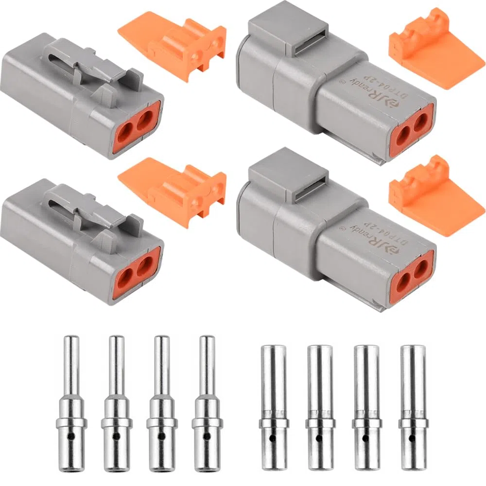JRready DTP Conector Kit ST6138 2 pines gris impermeable conector de cable eléctrico con 12# Corriente de contacto sólido 25 amperios, 2 juegos