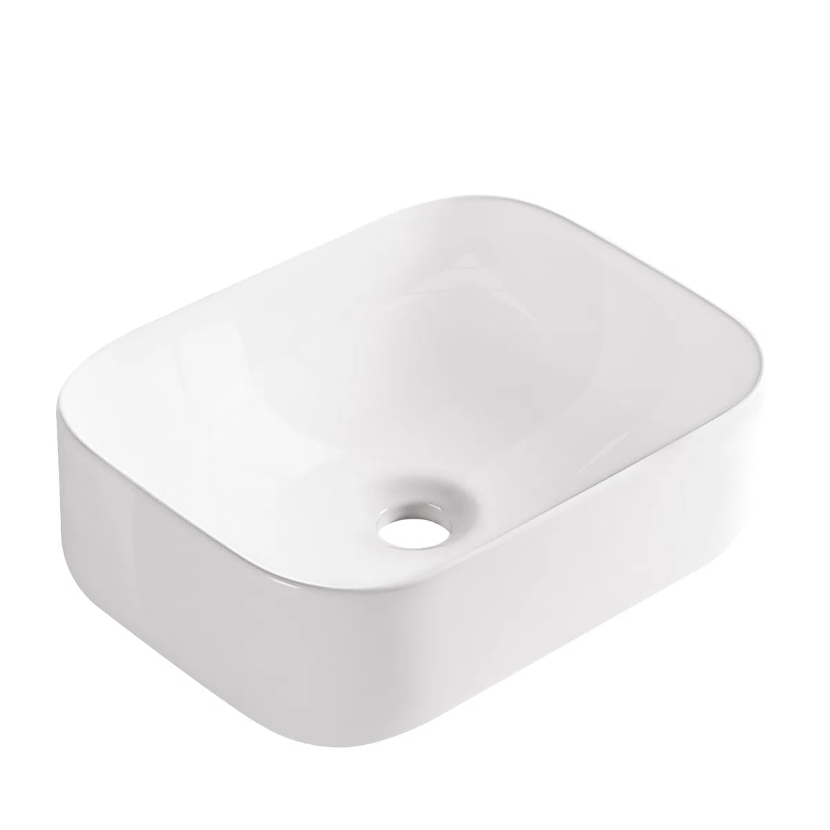Aquauno LISA Lavabo rectangular de 40,5 x 30 cm, de cerámica blanca, sin orificio para grifo y rebosadero, inodoro de invitados