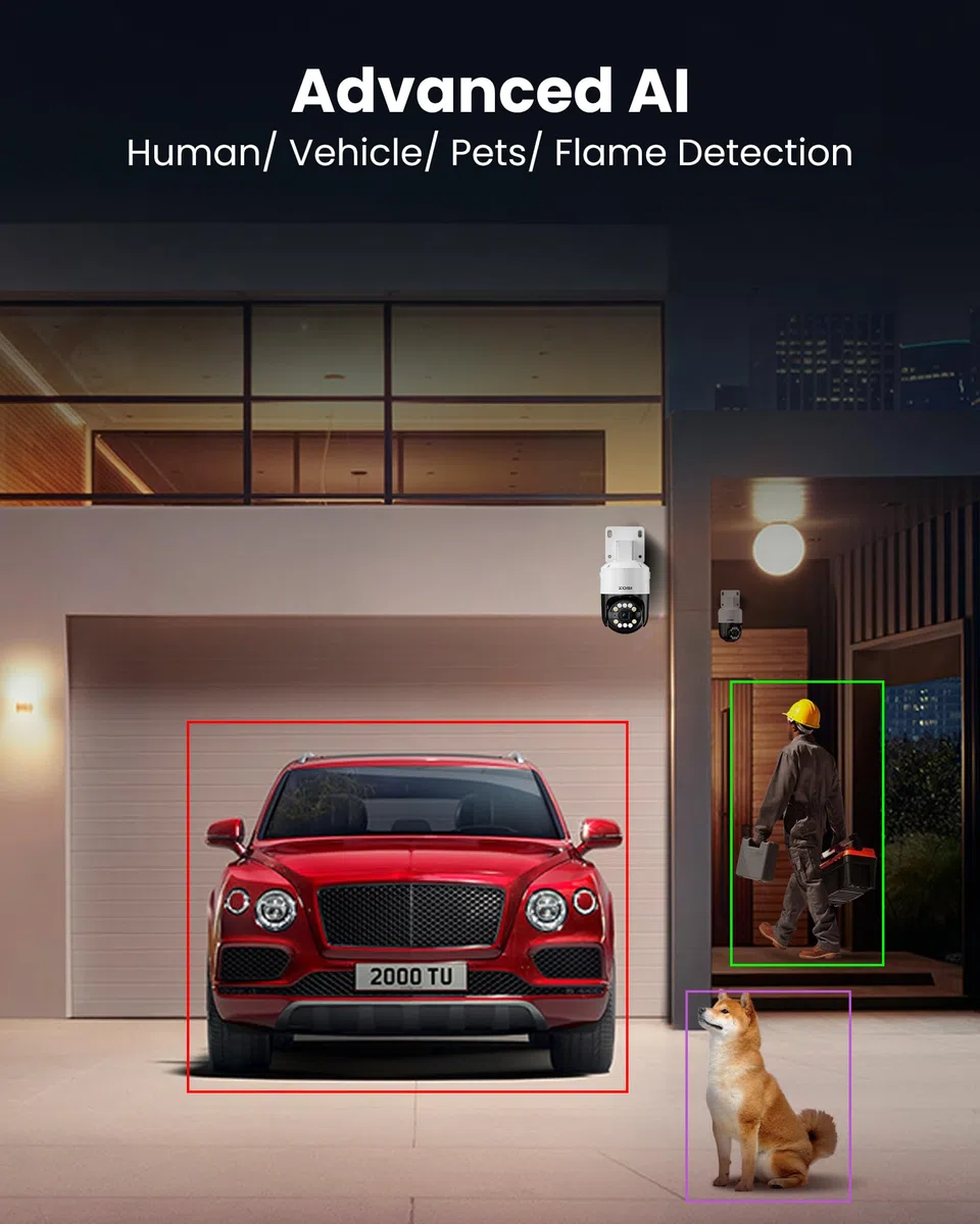 ZOSI 3K Kit Cámaras de Vigilancia PoE Exterior 4K 8CH Grabador NVR 2TB HDD con 5MP Cámara Seguridad IP, Detección y Seguimiento de Persona, Visión Nocturna, Audio Bidireccional