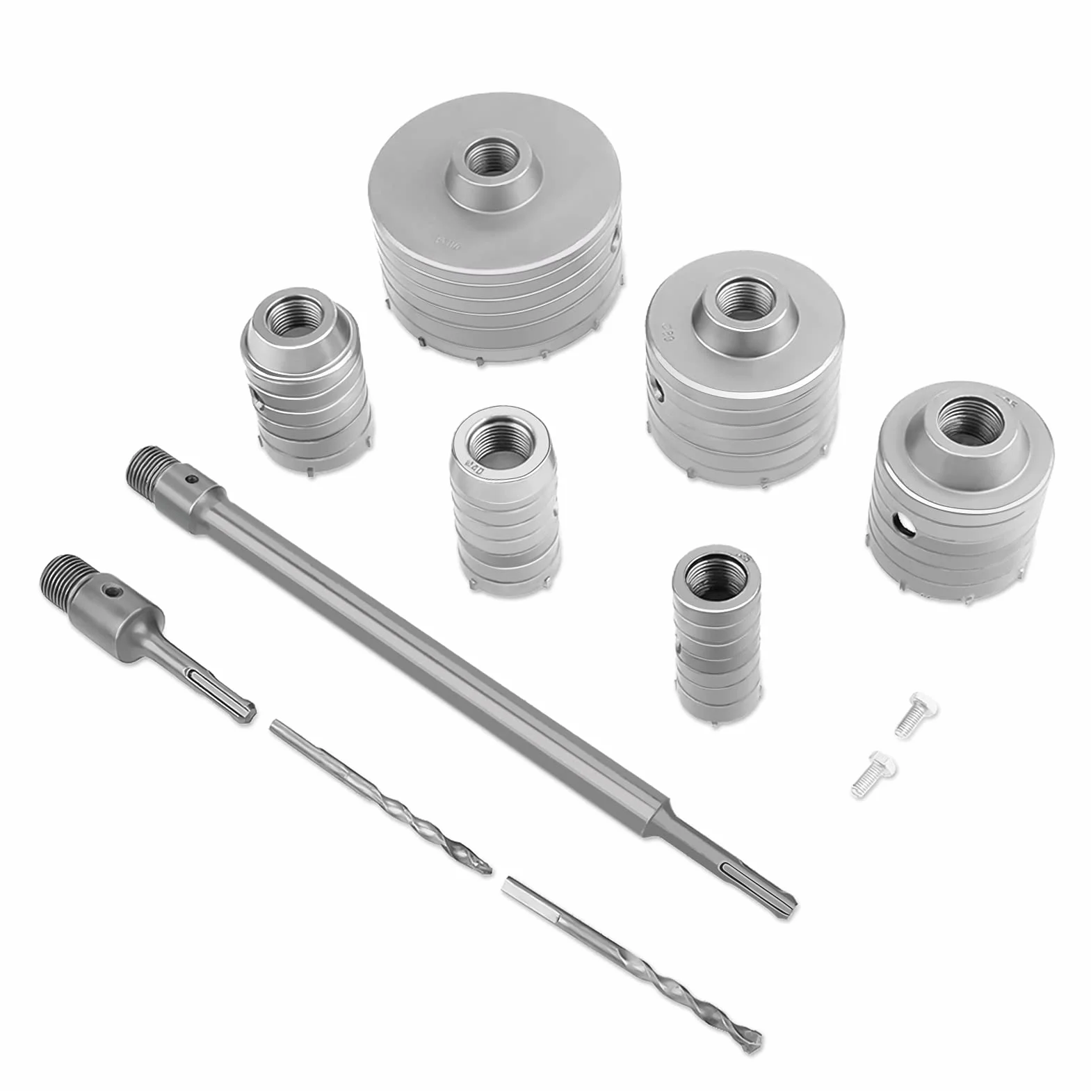 Juego de Brocas para Hormigón SDS Plus, 10 Piezas, TCT Tungsteno para Mampostería con Eje de Extensión