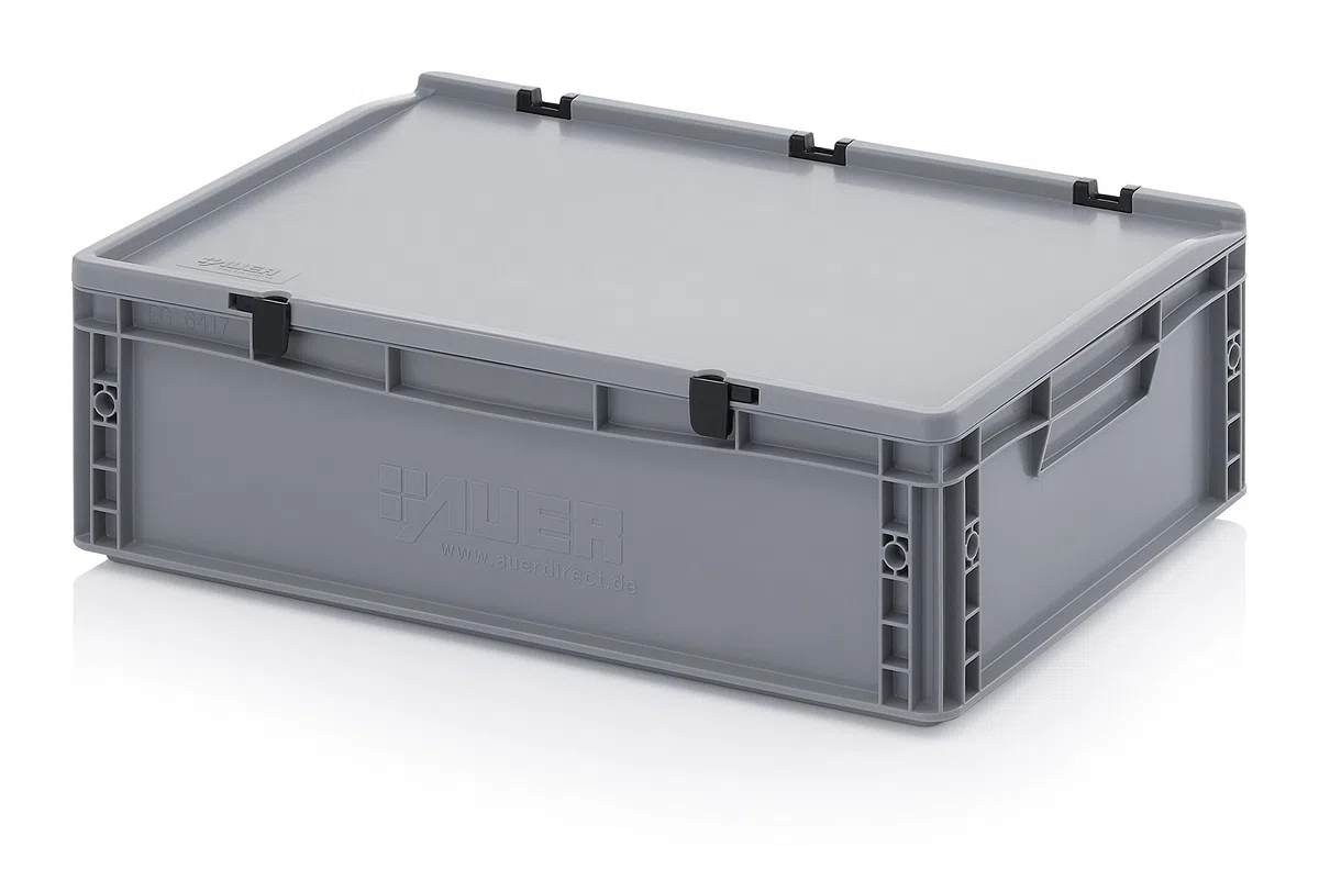 6 recipientes europeos de 60 x 40 x 18,5 cm con tapa con bisagra, incluye metro plegable