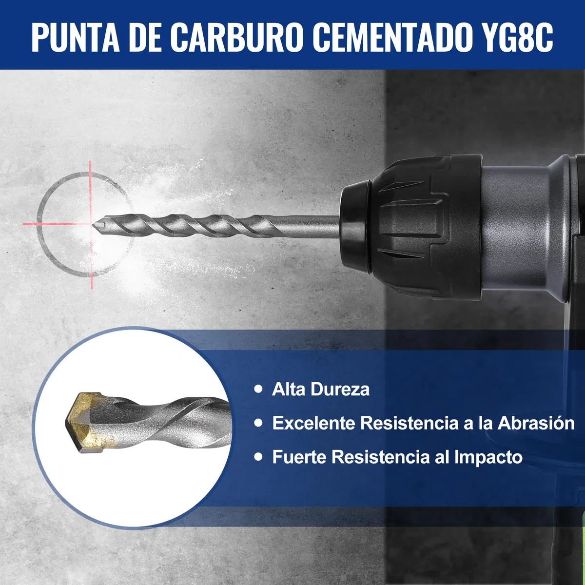 WORKPRO Juego de Brocas y Cinceles SDS Plus de 17 Piezas, Accesorios para Taladros de Martillo, con Estuche de Almacenamiento, para Concreto, Azulejos, Ladrillos, Cemento, Piedra y Mampostería