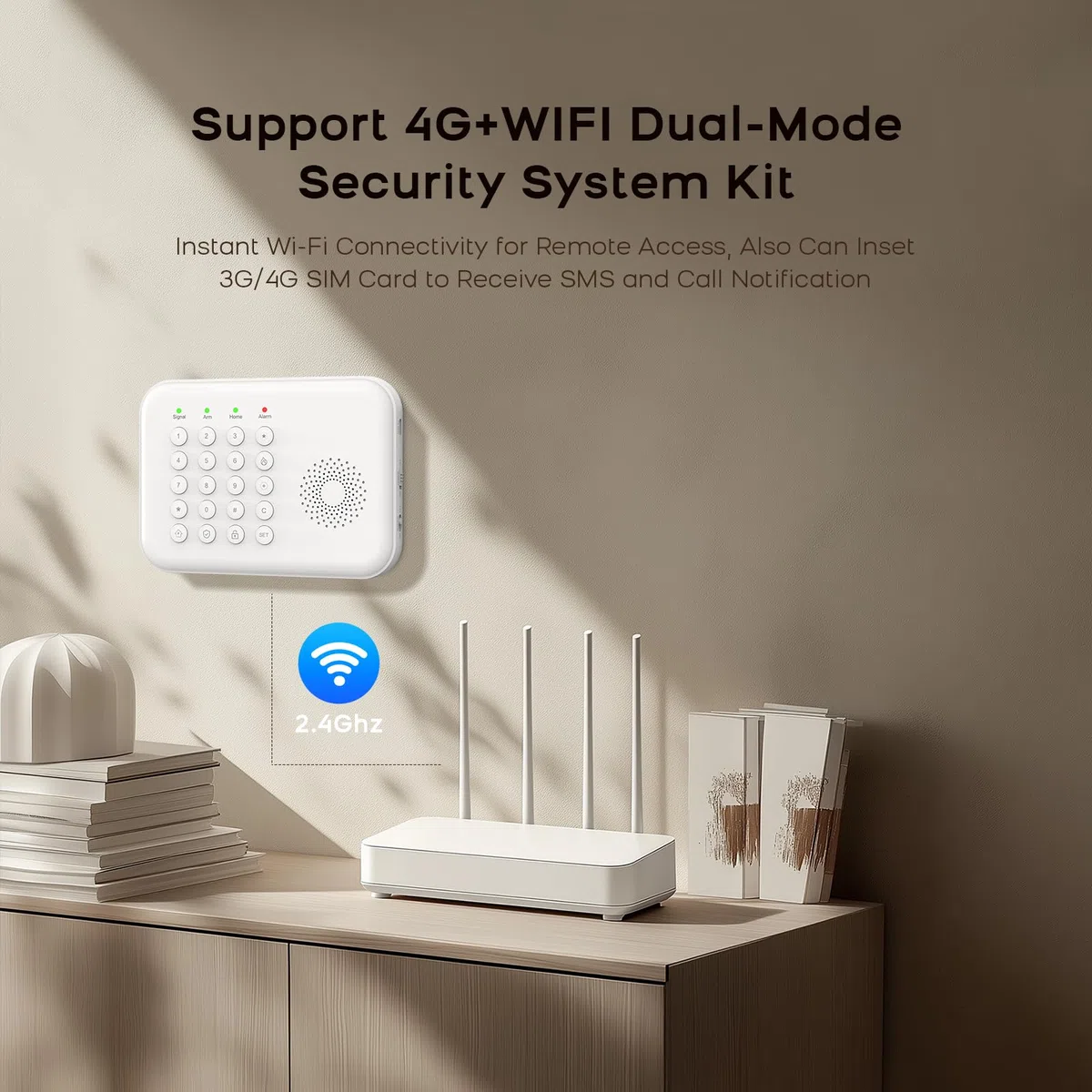 Sistema de Seguridad inalámbrico para el hogar, Sistema de Alarma 4G/WiFi con Teclado, Ampliable (hazlo tú Mismo) con sensores de Puerta y Movimiento, alertas de la App Tuya, sin Contrato (20 PCS)