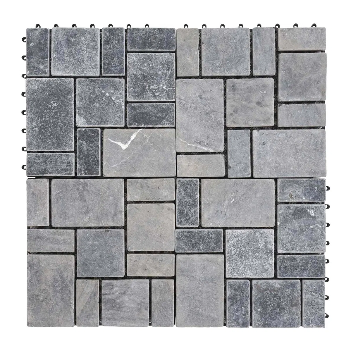 Mendler Balcón terraza HWC-K70 - Baldosas de suelo encajables para exterior, 11 piezas = 1 m², color gris oscuro