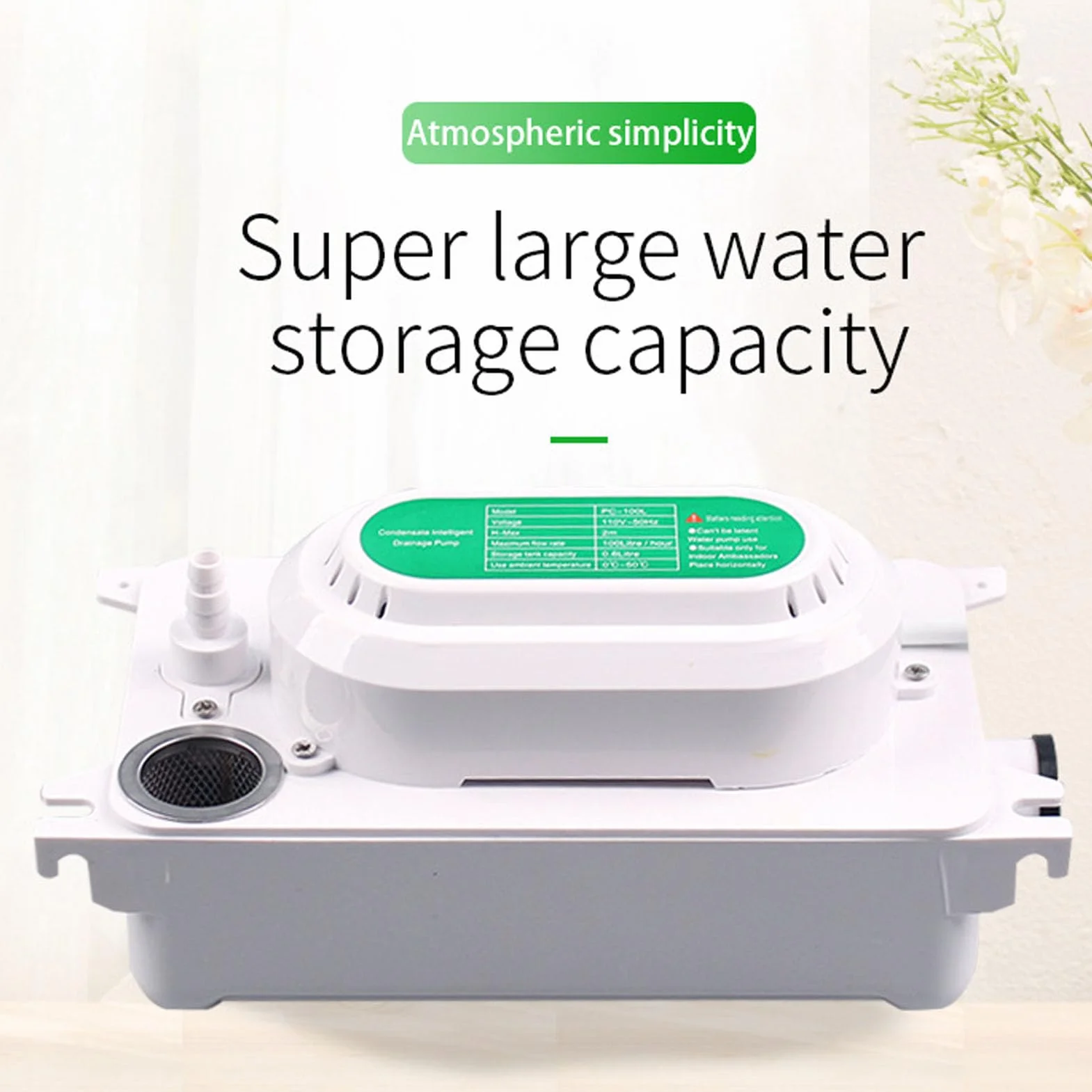 Bomba de Condensado Automática, 100L/H, 22dB Sensor de Nivel de Agua con Tanque 500ml para Aire Acondicionado y Deshumidificador