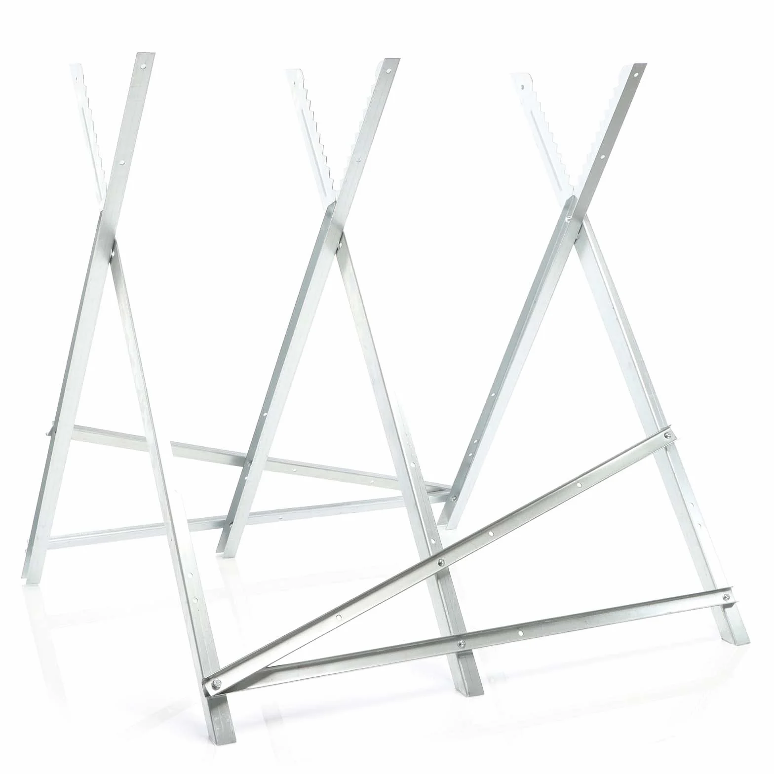 Wiltec Caballete de sierra plegable 3 soportes galvanizado troncos motosierra cortar leña 100 kg