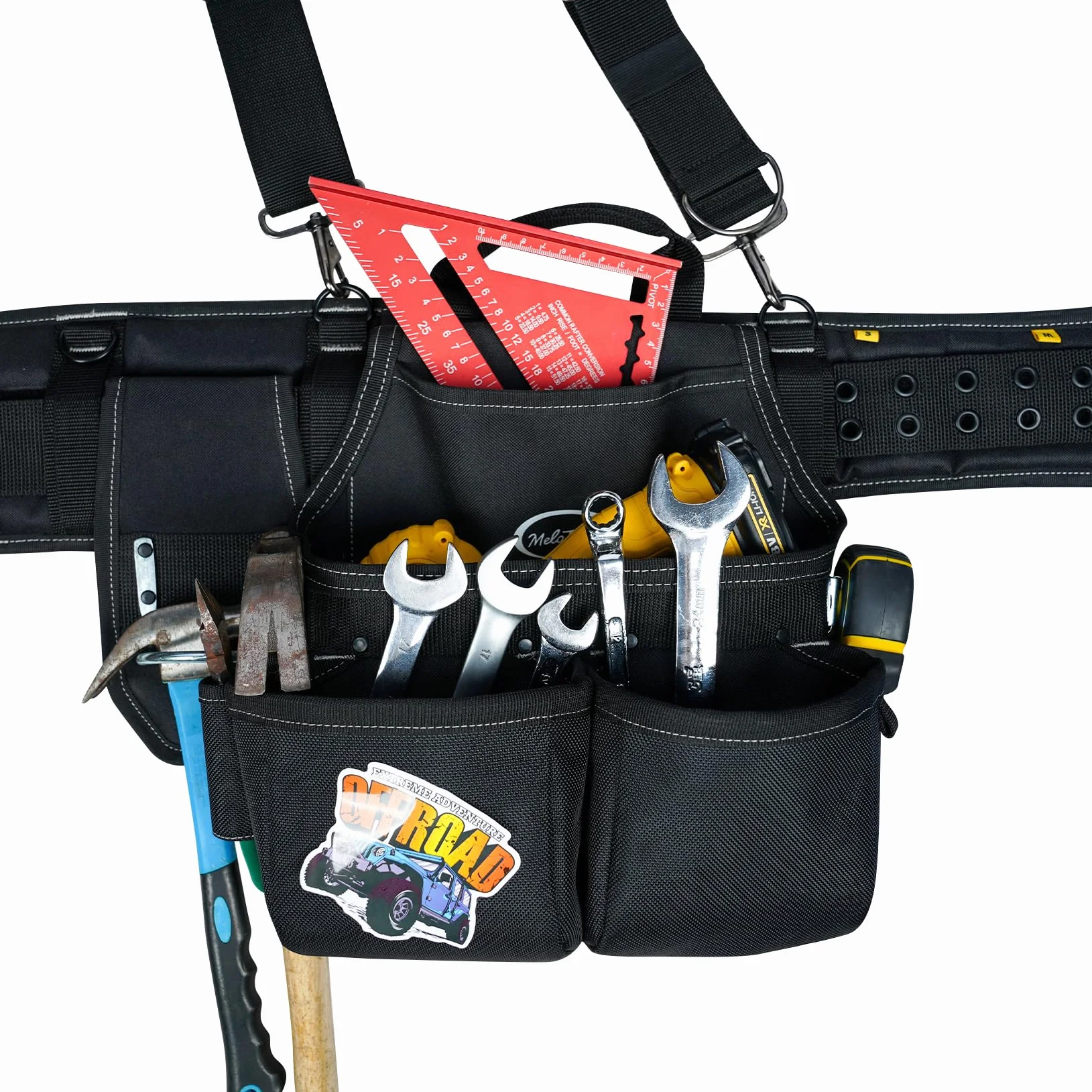 MELOTOUGH Cinturón de herramientas con tirantes, bolsa de herramientas, Supenders Framers, peine delantal, cinturón de herramientas, bolsa de herramientas de construcción, constructor, plataforma de