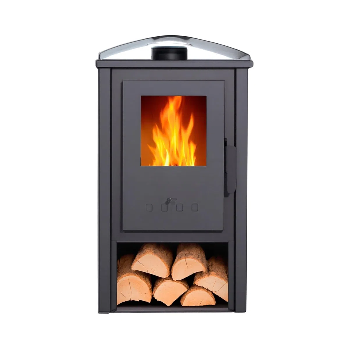 EIDER BIOMASA Estufa de Leña AMINA – 8,12 kW – Rendimiento 80% – Hasta 125.0 m³ – Doble Combustión – Certificada CE