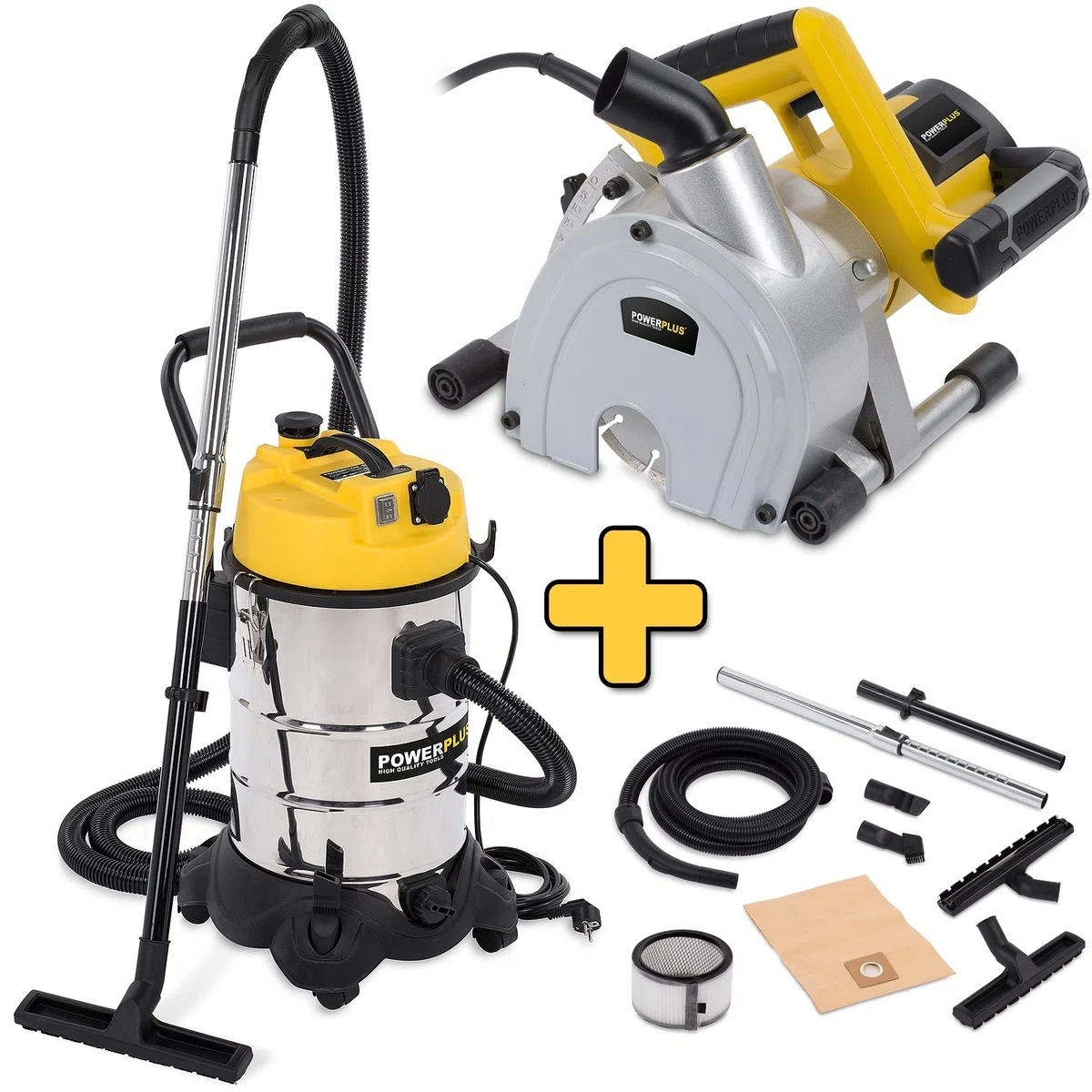 Powerplus -- Rozadora POWX0650 y aspiradora POWX323