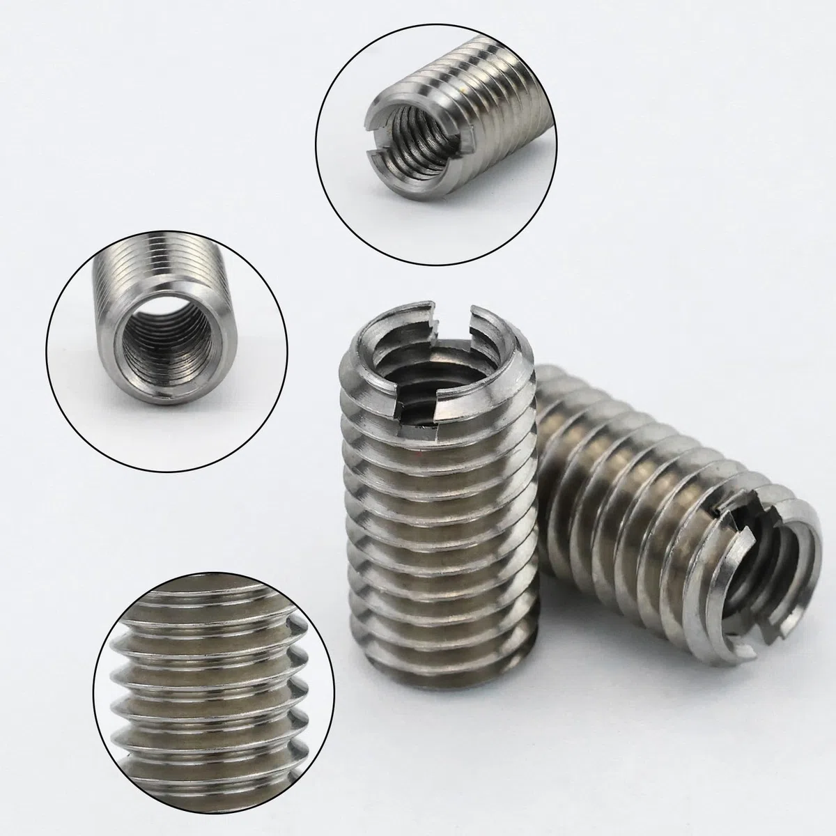 20 piezas de rosca de acero inoxidable M8 a M6, autorroscante reparación de roscas con ranura de corte, tuerca reductora de alto impacto, para turbinas de vapor de automóviles dispositivos mecánicos