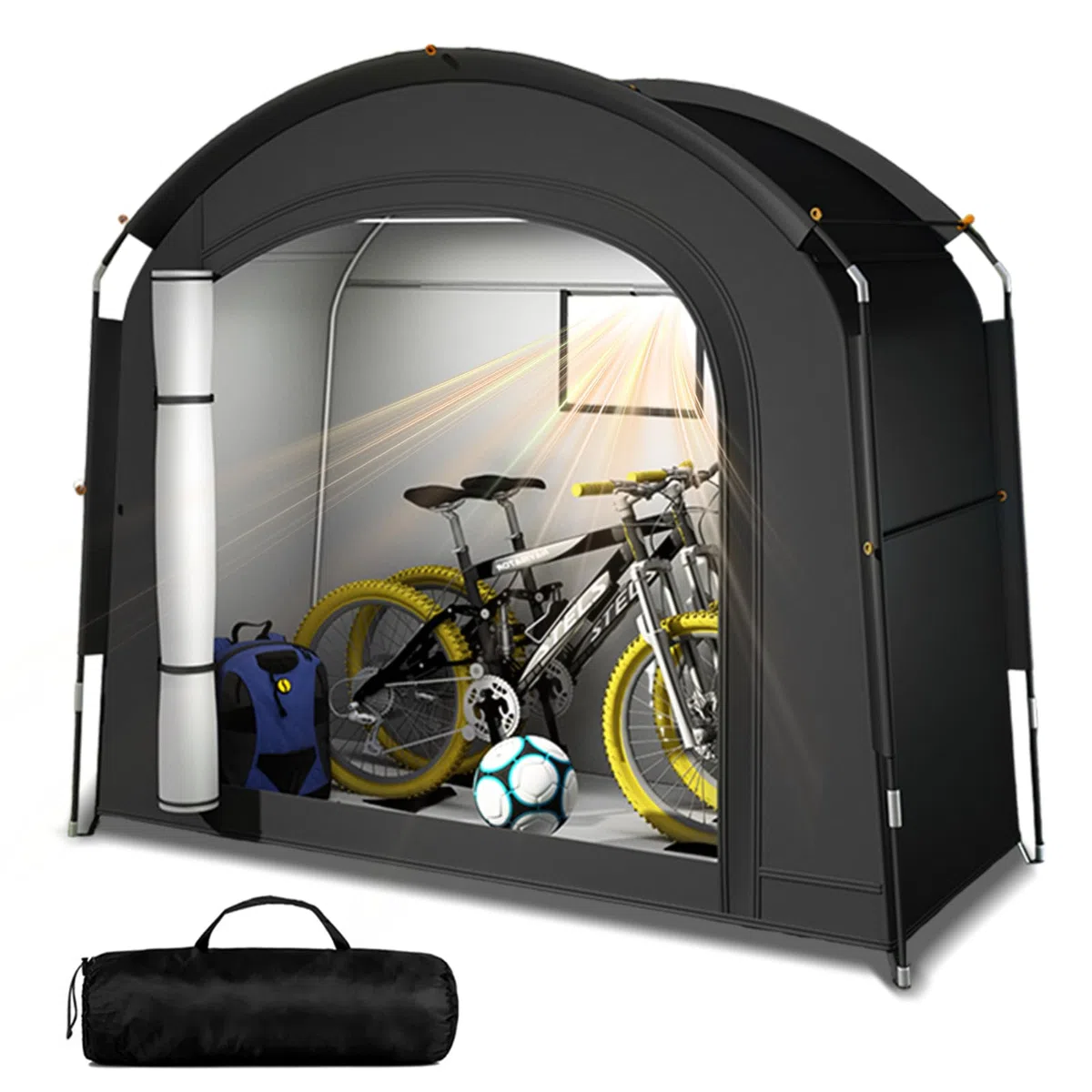Garaje para 2 bicicletas, tienda impermeable para exteriores, resistente a los rayos UV, protección solar, jardín y funda protectora para bicicletas, 200 x 80 x 165 cm