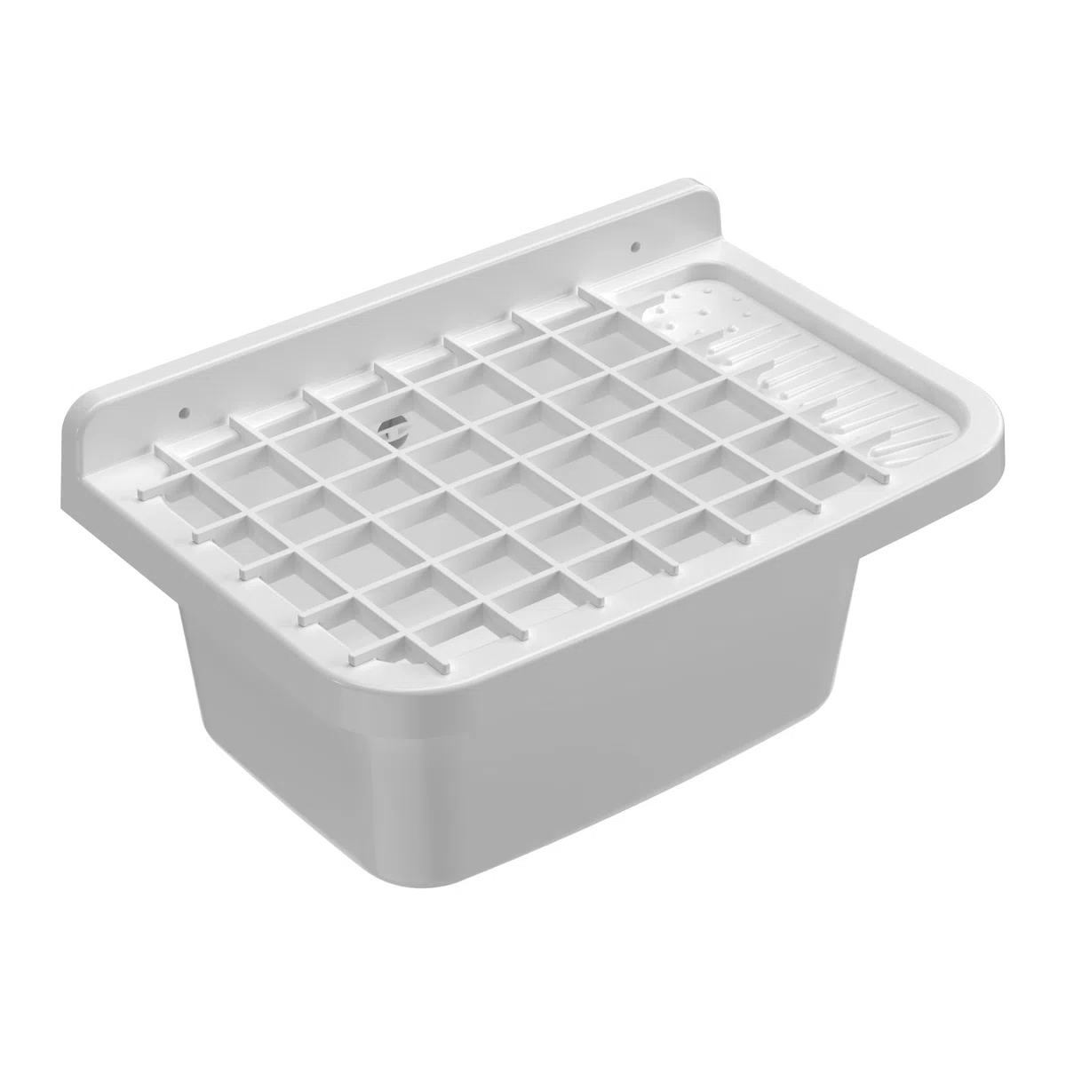 Adventa: Bañera de Resina de Polipropileno con Rejilla, fijación a la Pared, con sifón y desagüe, Resistente a los ácidos de Uso común, lavadero, Garaje, Exterior, 50 L x 35 P x 24 H cm, Blanco