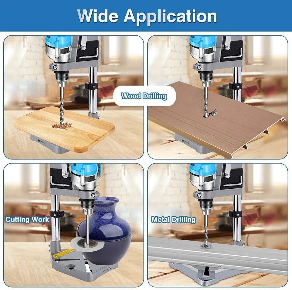 Soporte ajustable para taladro, abrazadera de mesa, soporte multifunción, banco de trabajo, herramienta de reparación, profundidad máxima de perforación 60 mm