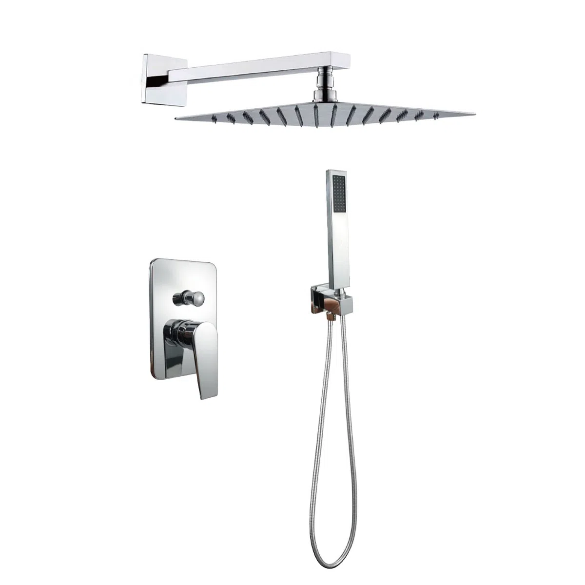 SOLVEX Set De Ducha Sistema de Ducha Empotrado,Set Ducha Conjunto de Ducha Completo con Mezclador Ducha de Lluvia y Ducha,Alcachofa de Ducha 20cmx20 cm,Cuerpo de Latón,SP-90110