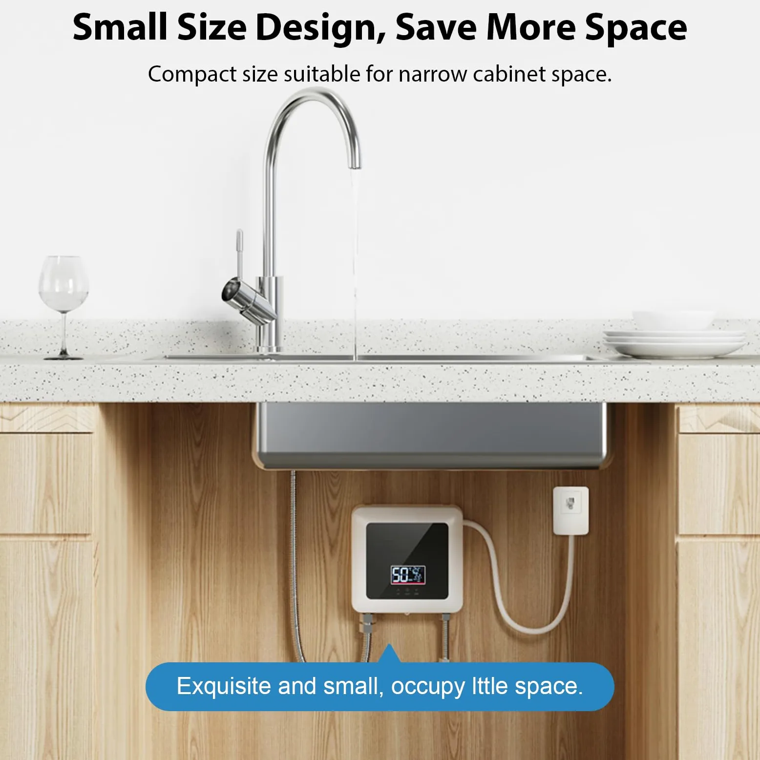 Calentador de Agua Electrico Instantaneo 220v 7500w, Calentador de Agua sin Tanque con temperatura constante, Ahorro de Energía, mini calentador de agua punto de uso para Cocinade Baño