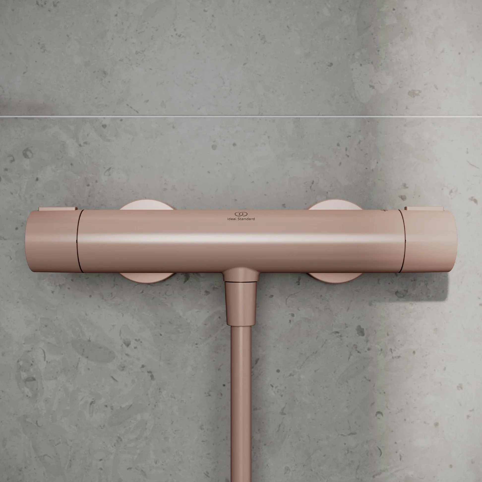 Ideal Standard Ceratherm Alu+ Monomando ducha exterior, Fabricado con un 100% de aluminio reciclado, ahorra agua y energía, función de termostato y protección contra quemaduras – Rosa (292x105x72 mm)