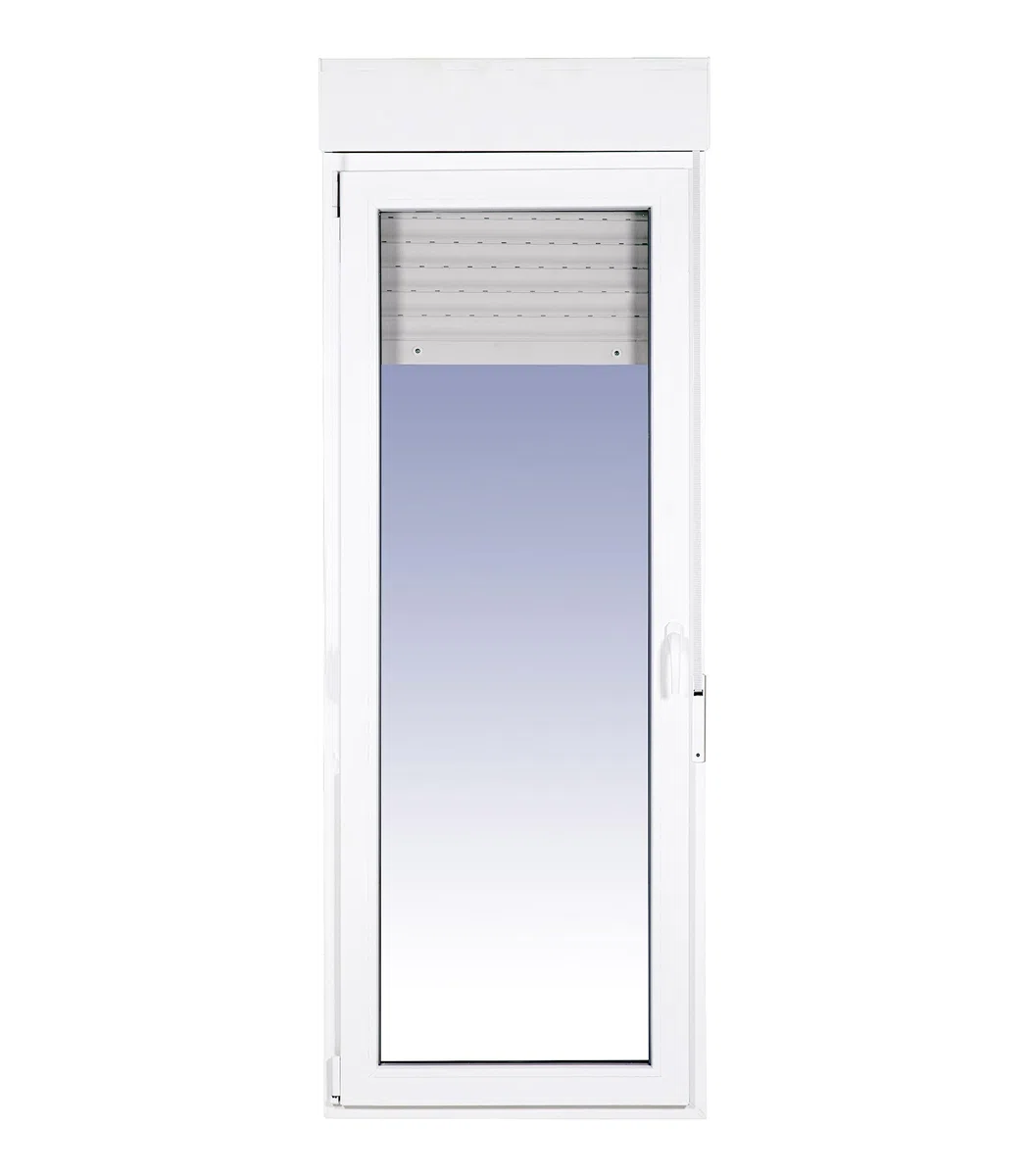 Ventanastock Puerta Balconera PVC 800x2185 Practicable Oscilobatiente 1 hoja apertura Izquierda con persiana de PVC